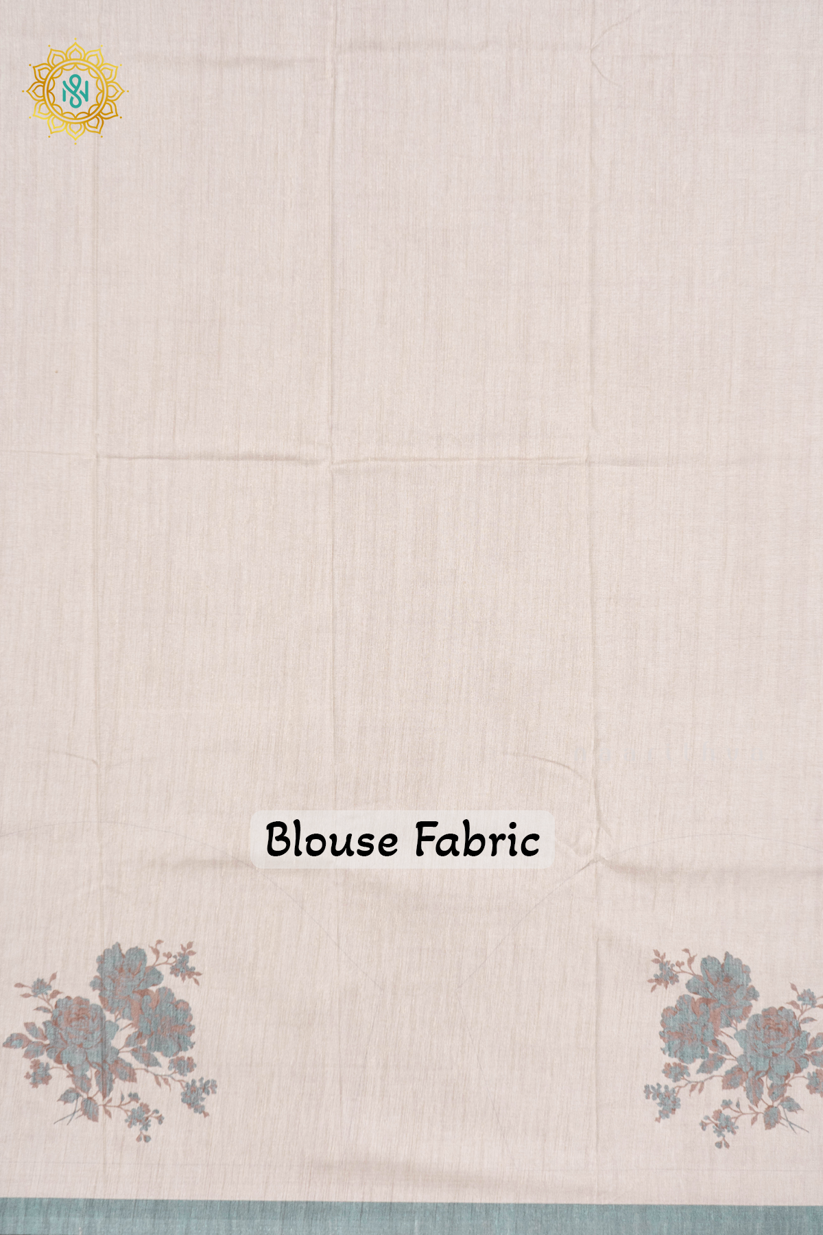 OFF WHITE WITH AQUA GREEN - SEMI TUSSAR