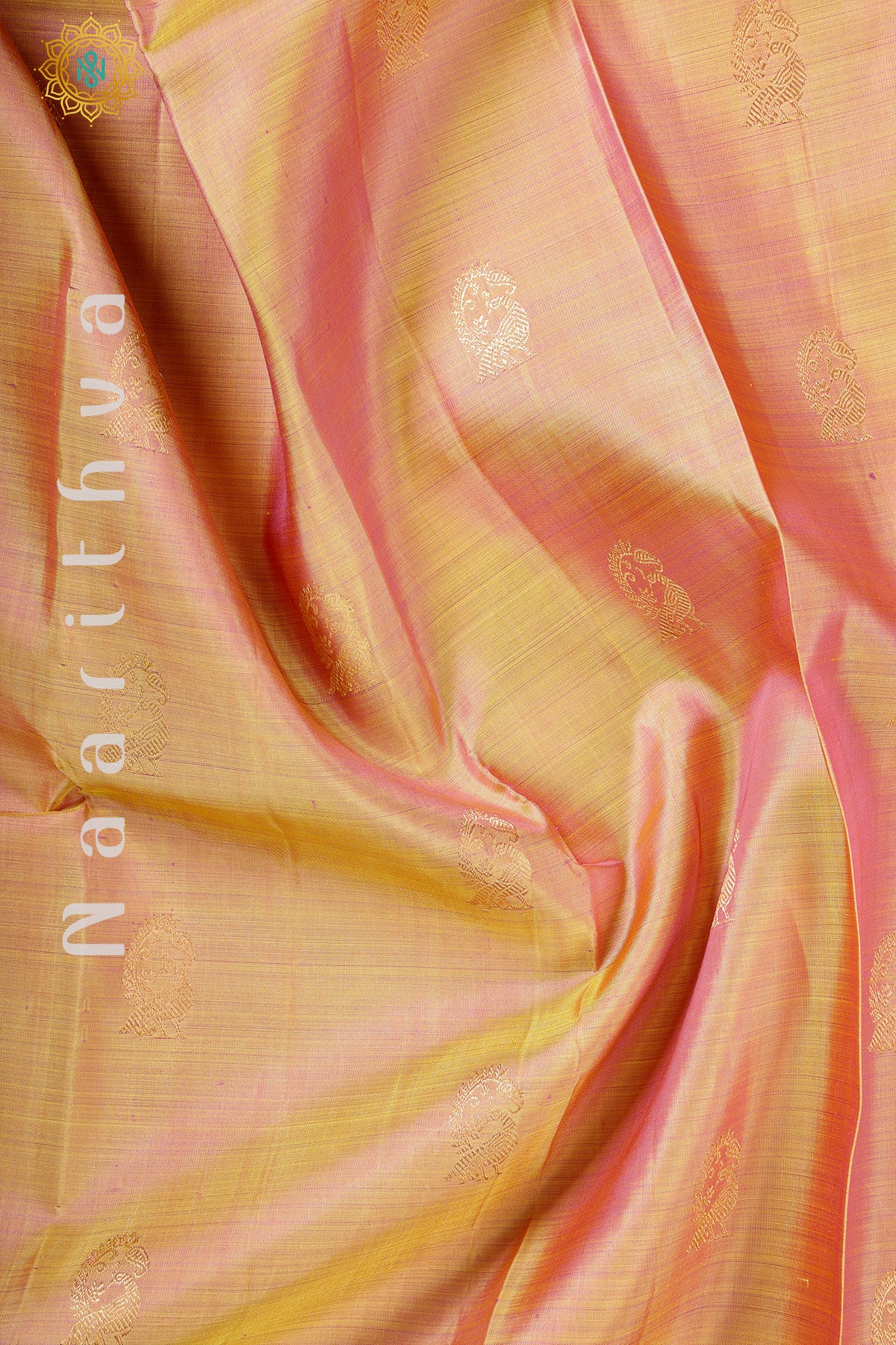 GOLDISH BROWN WITH RED - PURE KANJIVARAM SILK
