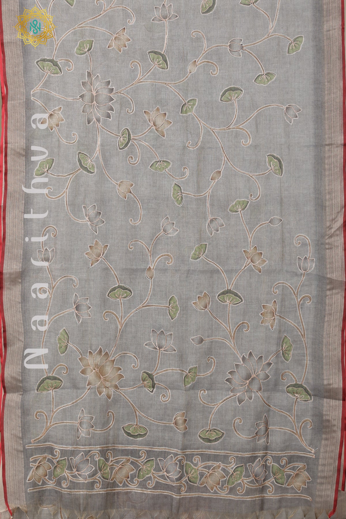 GREY - KALAMKARI LINEN TISSUE