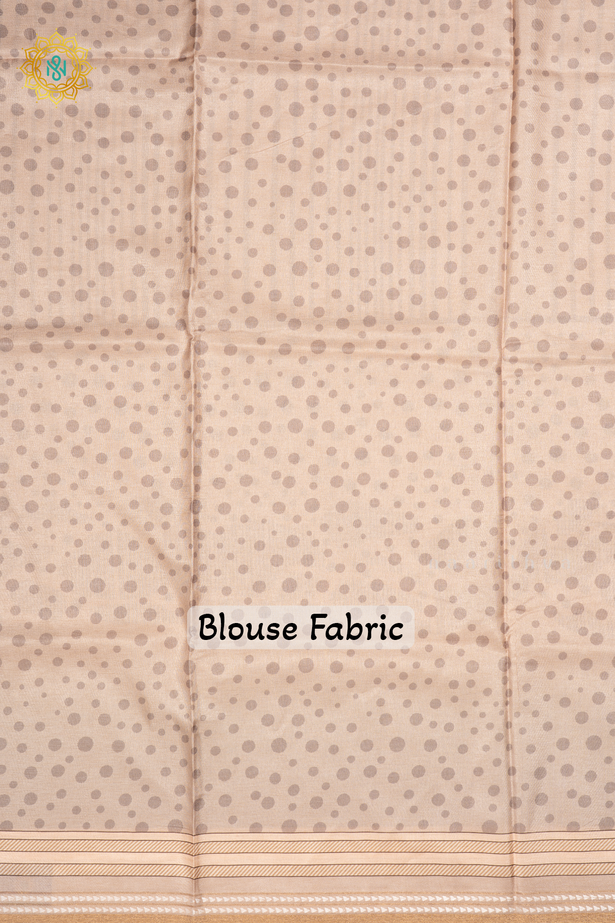 Beige With Blue Semi Crepe Silk Saree With Digital Prints And Zari Woven Border
