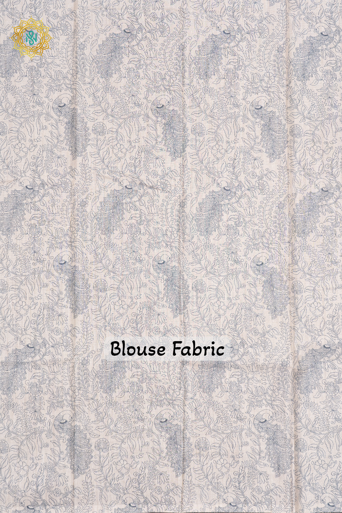 OFF WHITE WITH GREYISH BLUE - SEMI TUSSAR