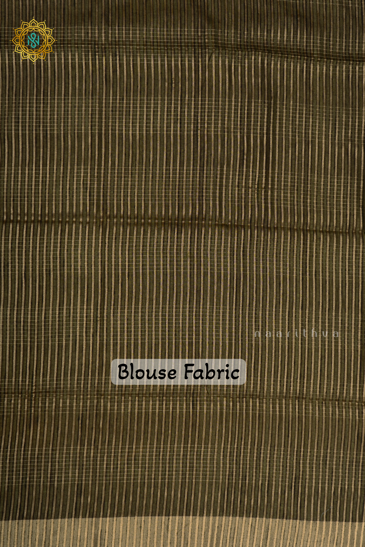 Green Semi Tussar Silk Saree With Zari Stripes On The Body And Zari Border