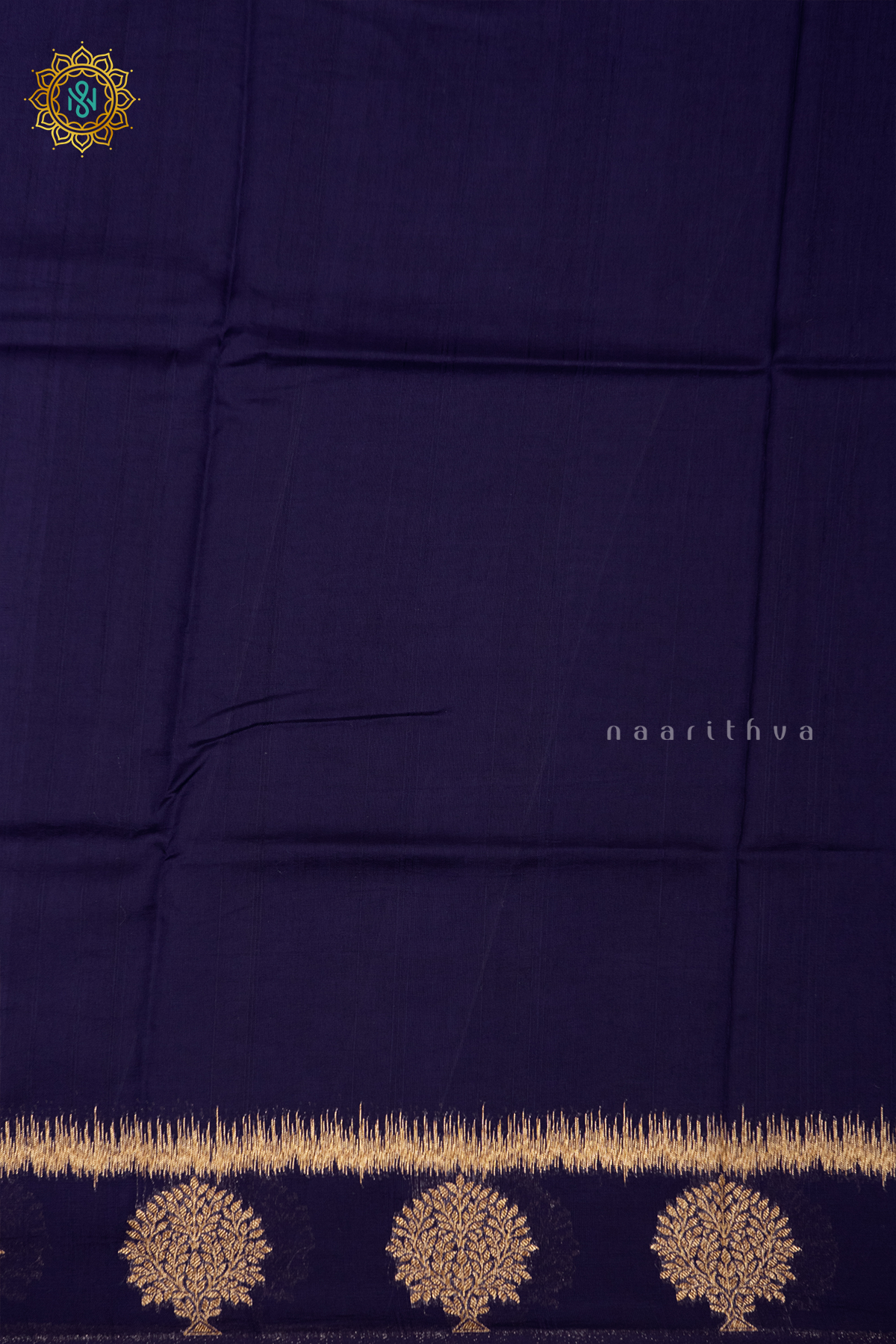 NAVY BLUE WITH RED - SEMI TUSSAR SILK