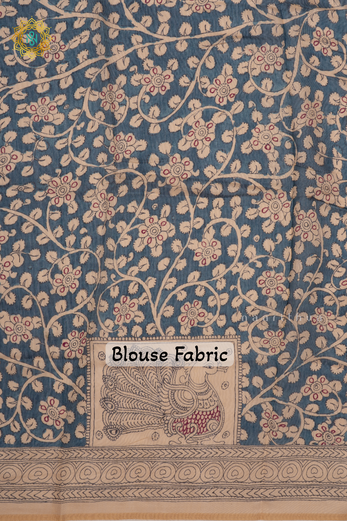 WINE WITH BLUE AND OFF WHITE - LINEN BY COTTON