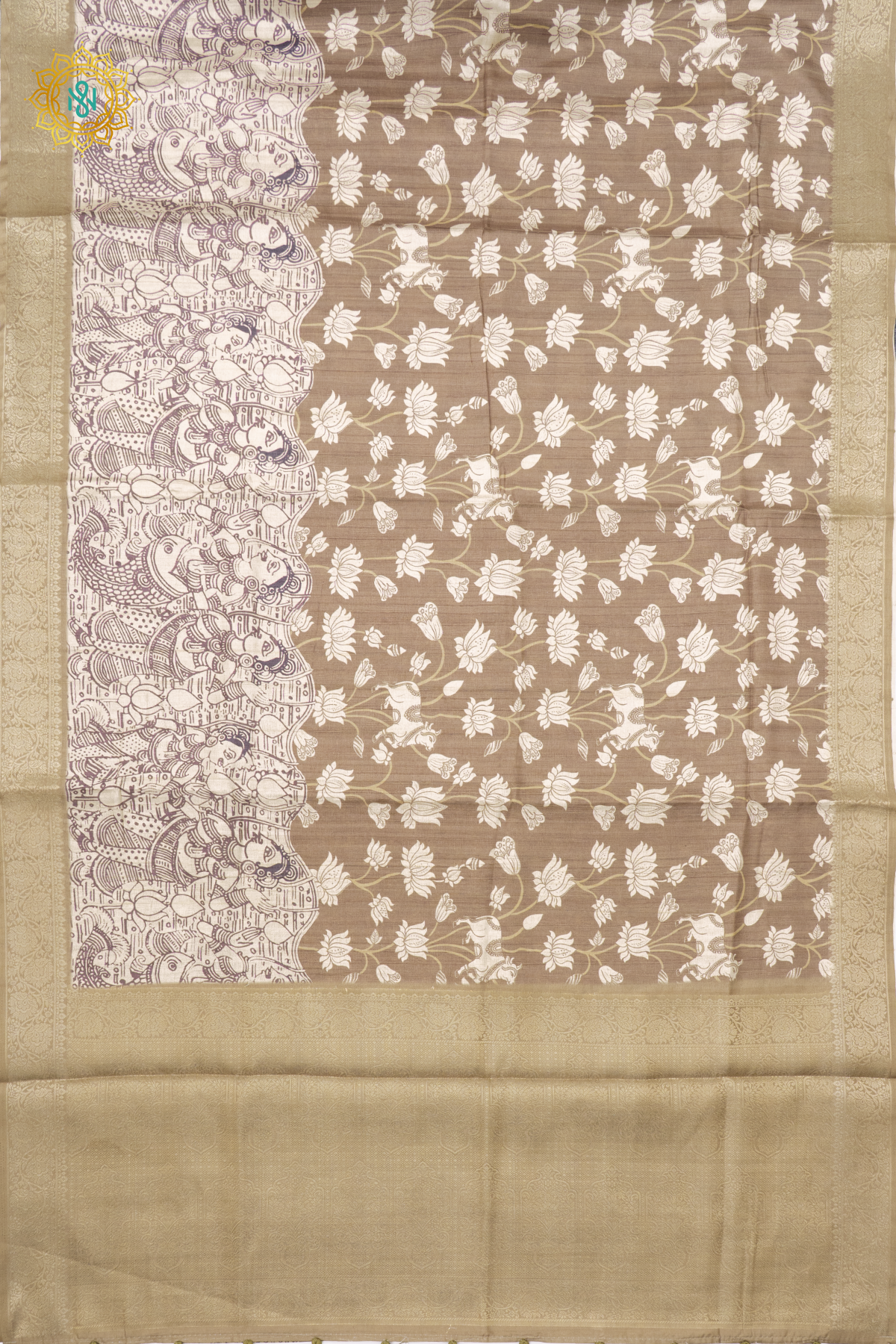 OLIVE GREEN WITH OFF WHITE - KOTHA TUSSAR SILK