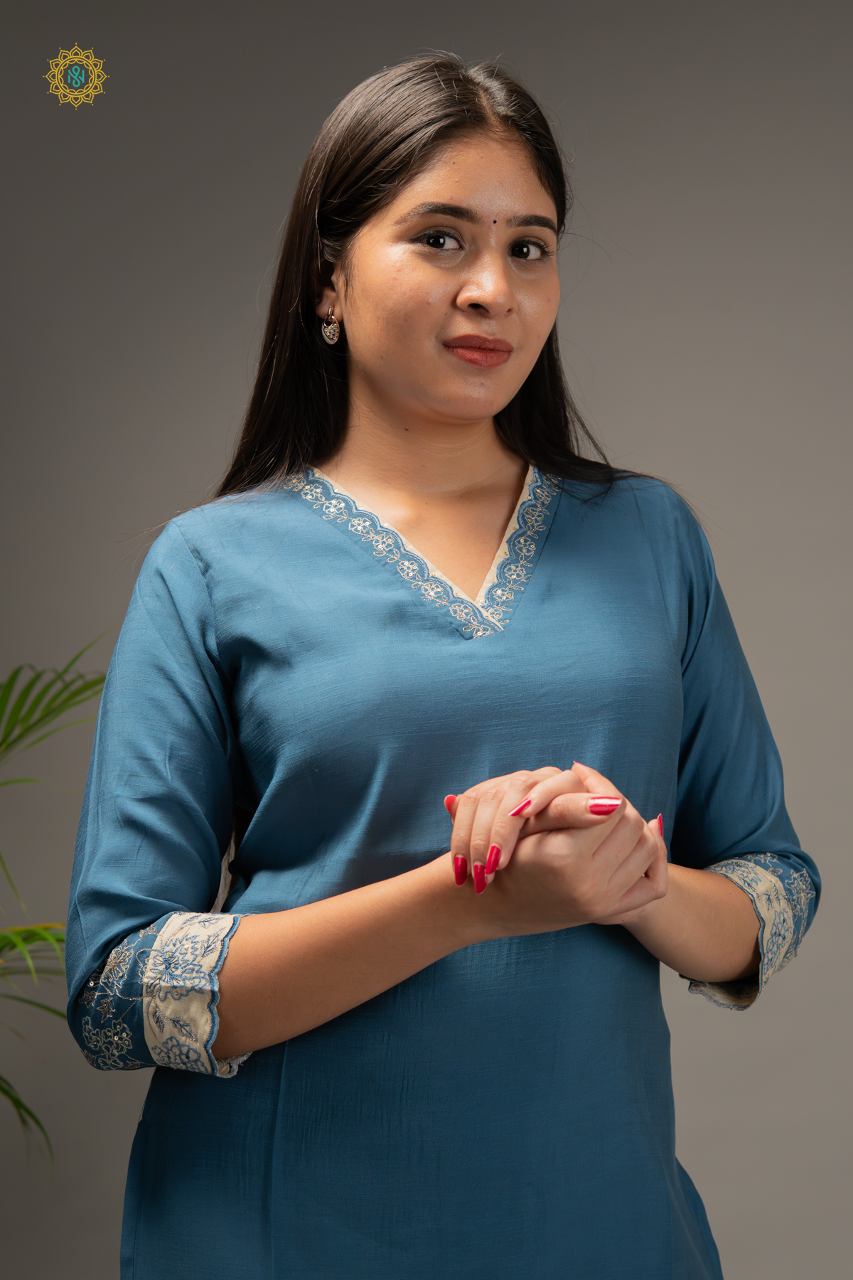 PEACOCK BLUE - COTTON 3PC SALWAR SUIT WITH TOP, BOTTOM & DUPATTA