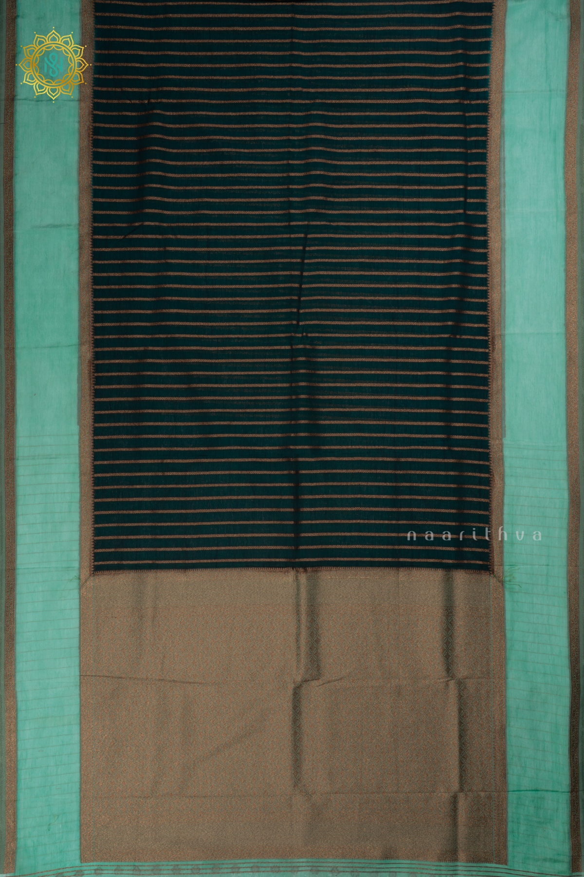 PEACOCK GREEN WITH SEA GREEN - SEMI CREPE GEORGETTE