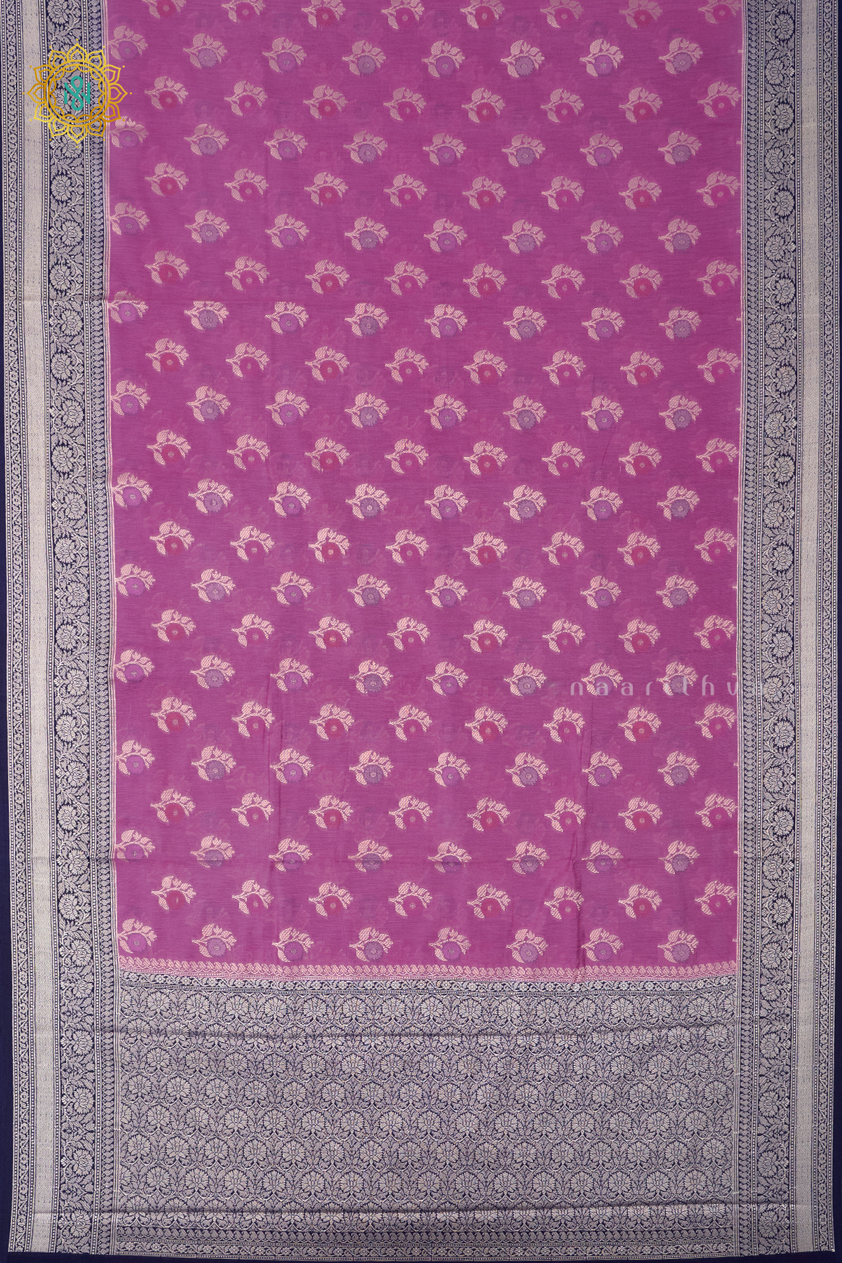 PINK WITH BLUE - JUTE COTTON