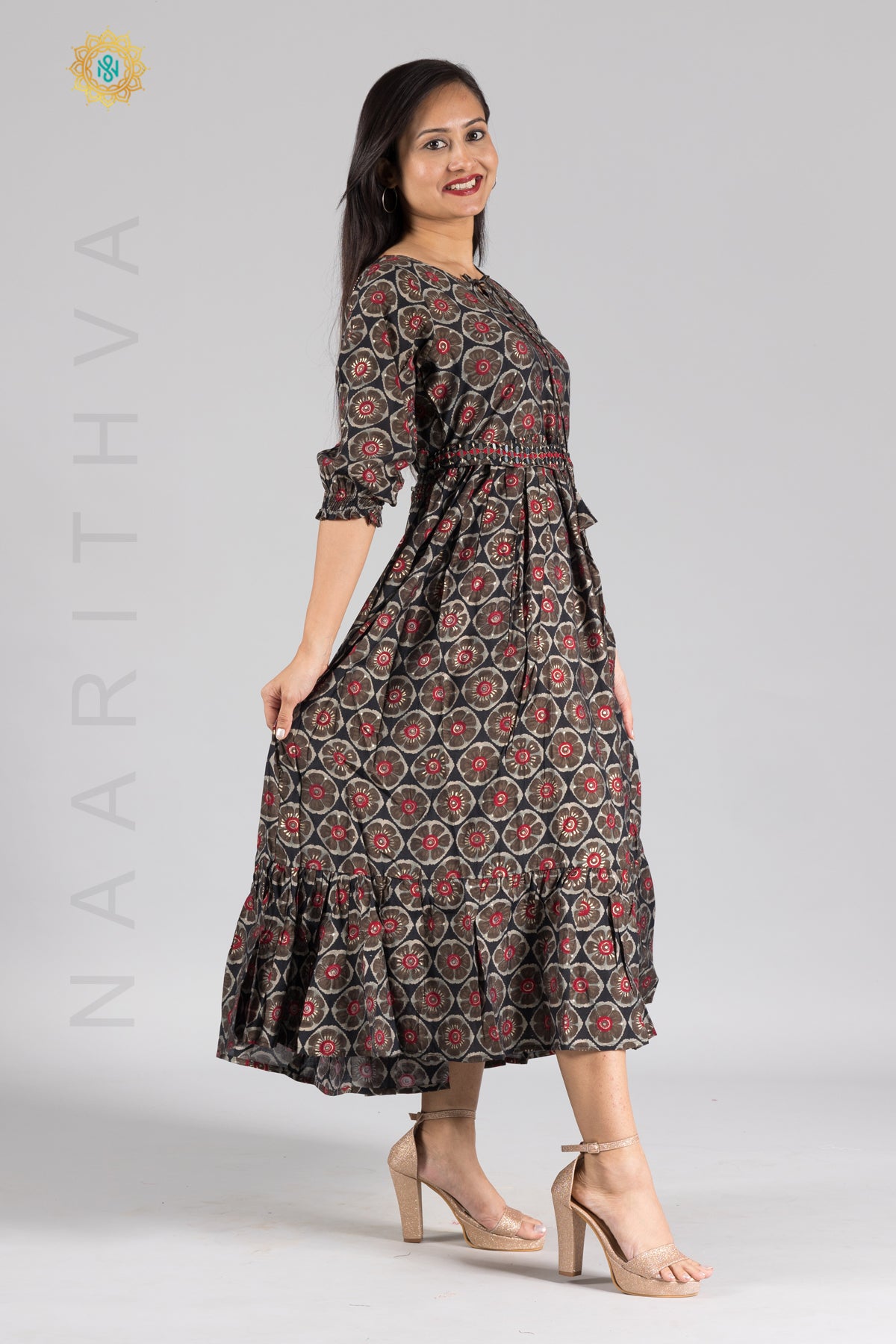 UMBRELLA PATTERN FOIL PRINTED DOUBLE LAYERED KURTI