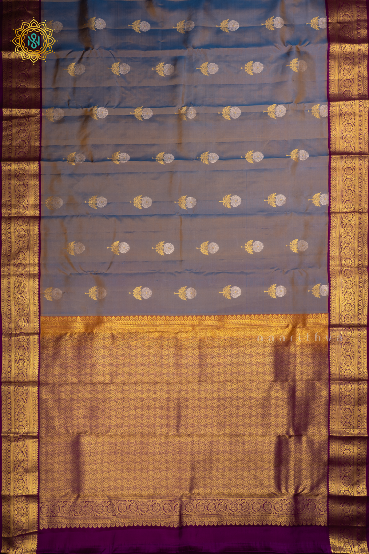 DUAL SHADE OF BLUE WITH PURPLE - PURE KANJIVARAM SILK