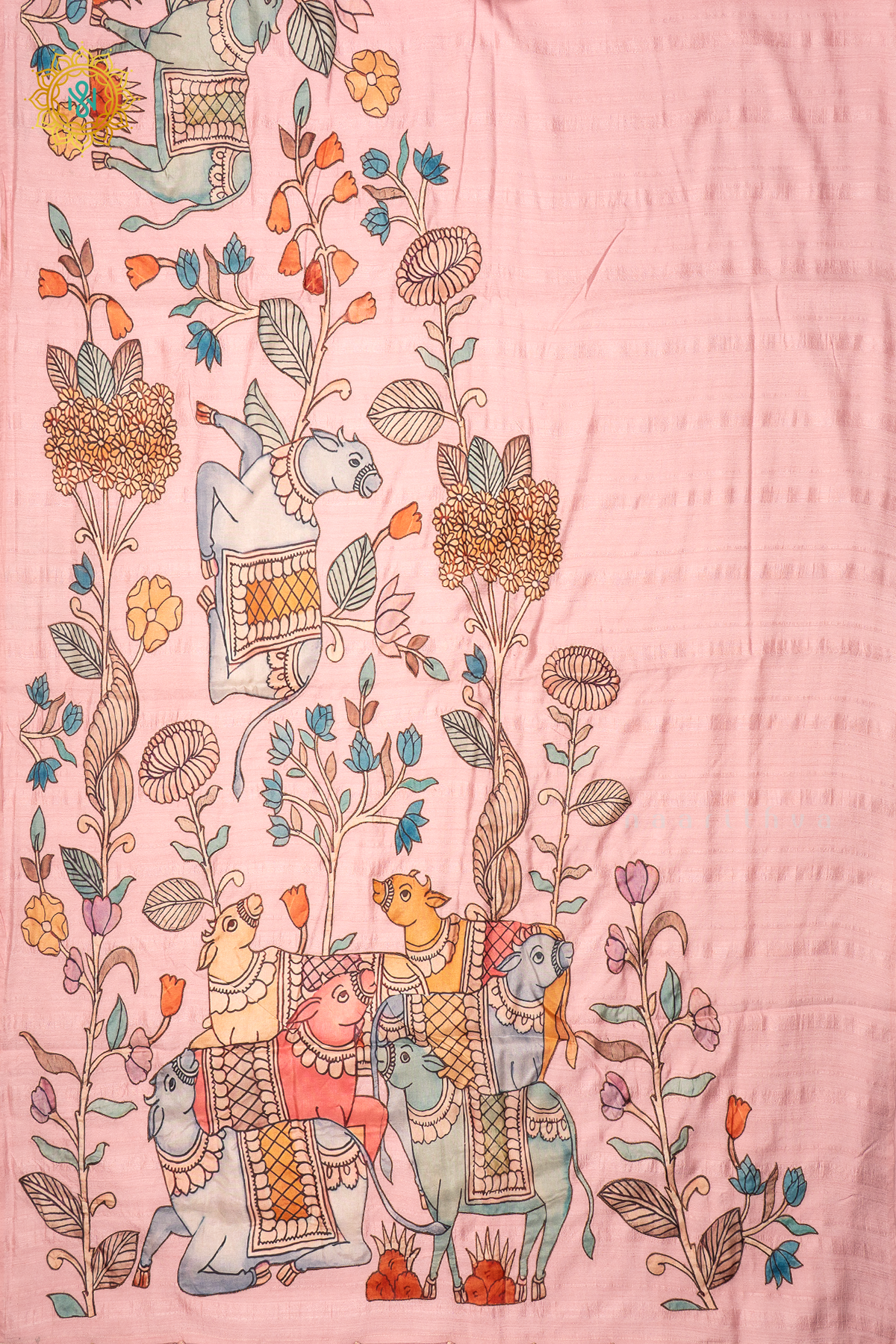 LIGHT PINK - JUTE COTTON WITH APPLIQUE WORK