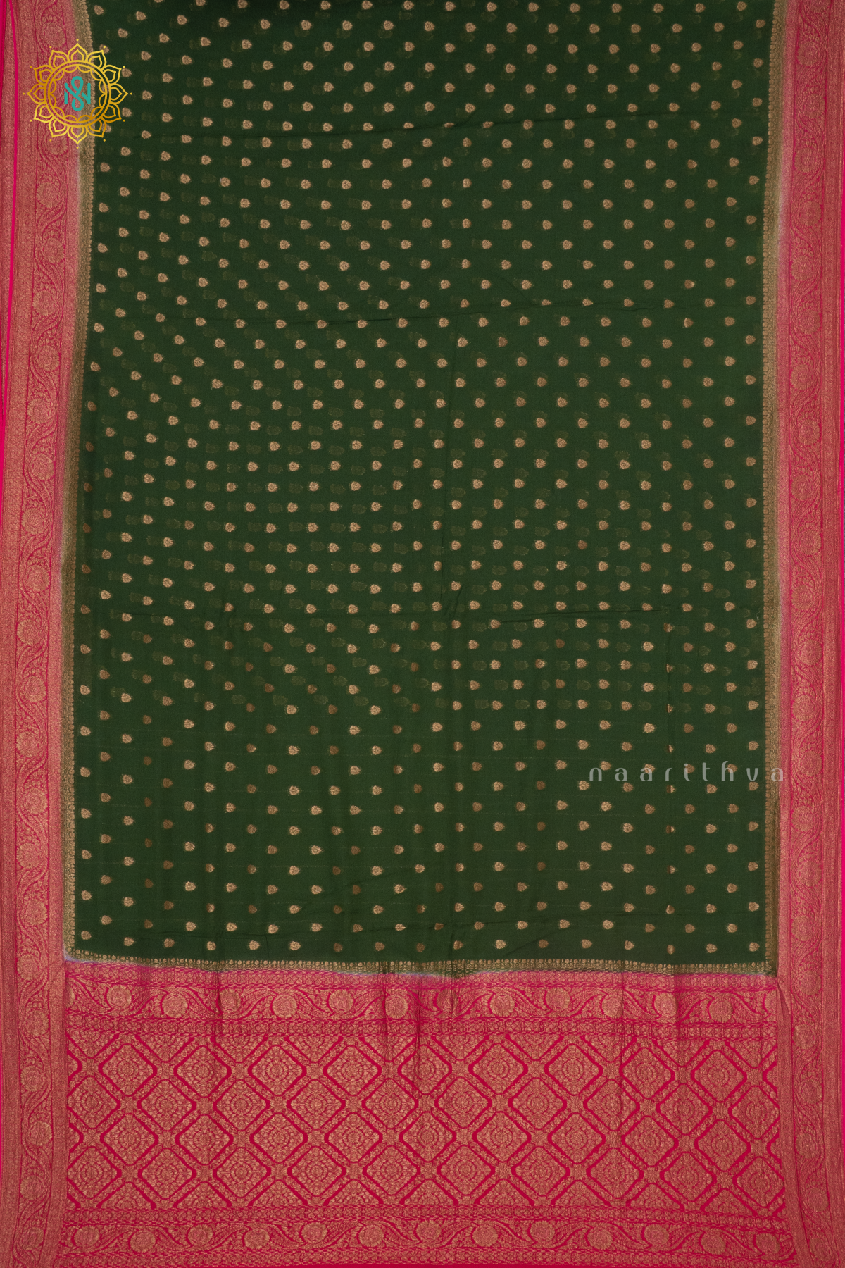 GREEN WITH PINK - SEMI BANARASI GEORGETTE