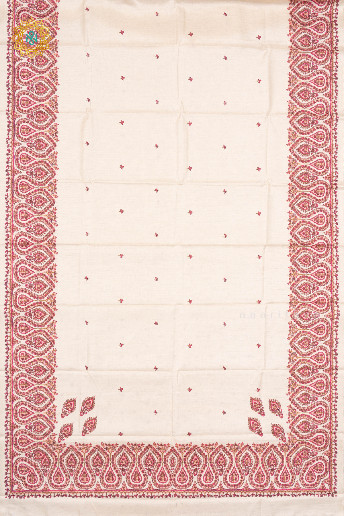 OFF WHITE WITH PINK - SEMI TUSSAR