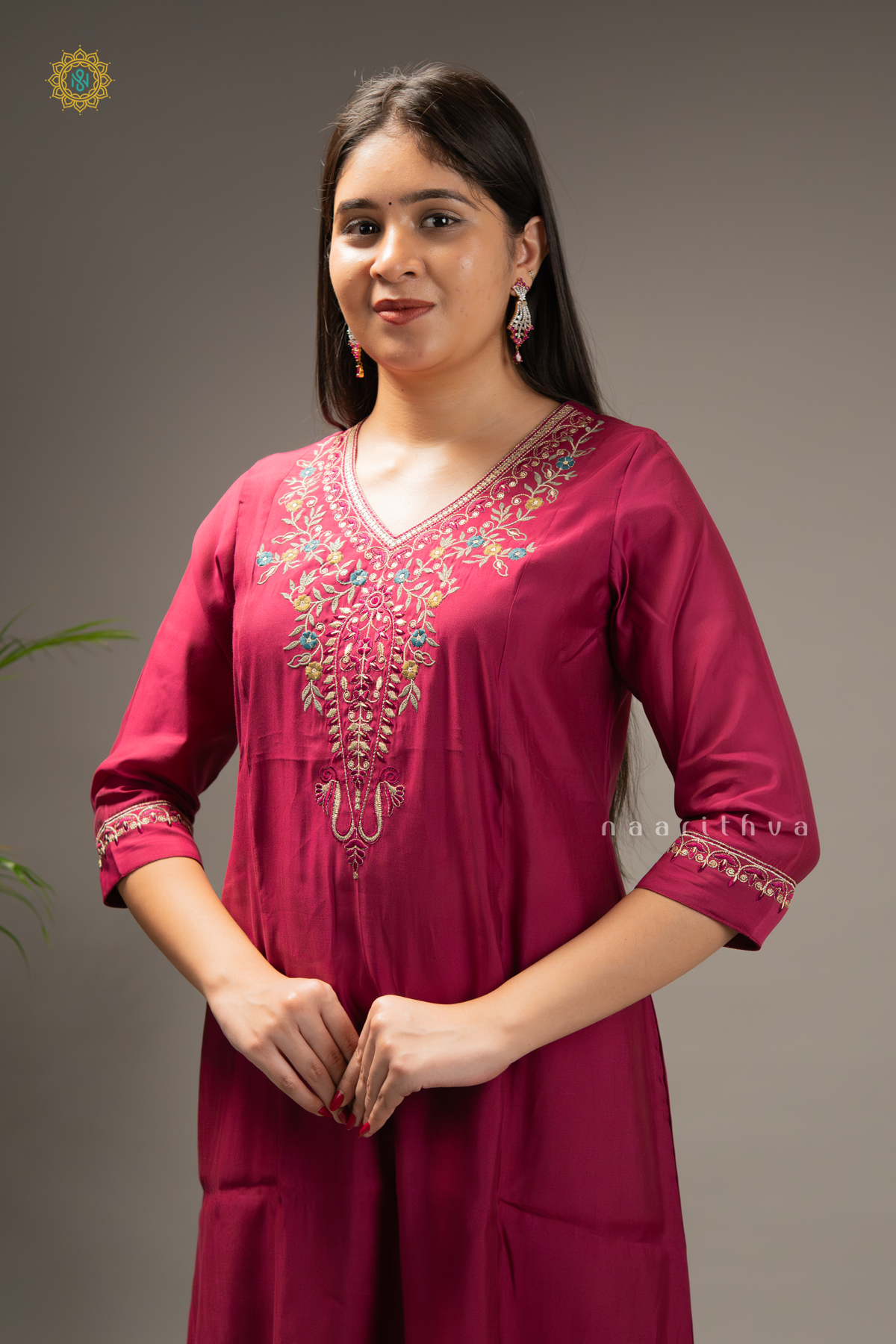 MAGENTA - SILK 3PC SALWAR SUIT WITH TOP, BOTTOM & DUPATTA