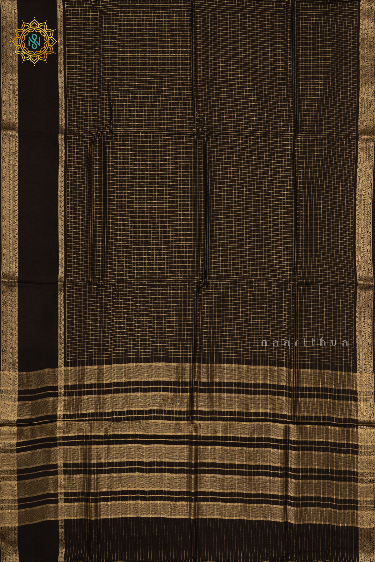 BLACK WITH RED - SEMI CREPE SILK