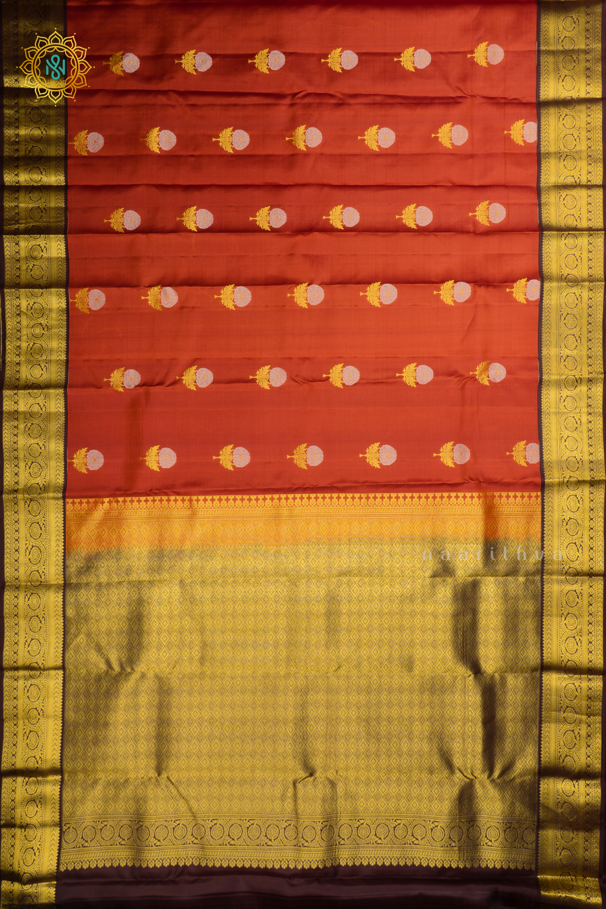 RUST ORANGE WITH BROWN - PURE KANJIVARAM SILK