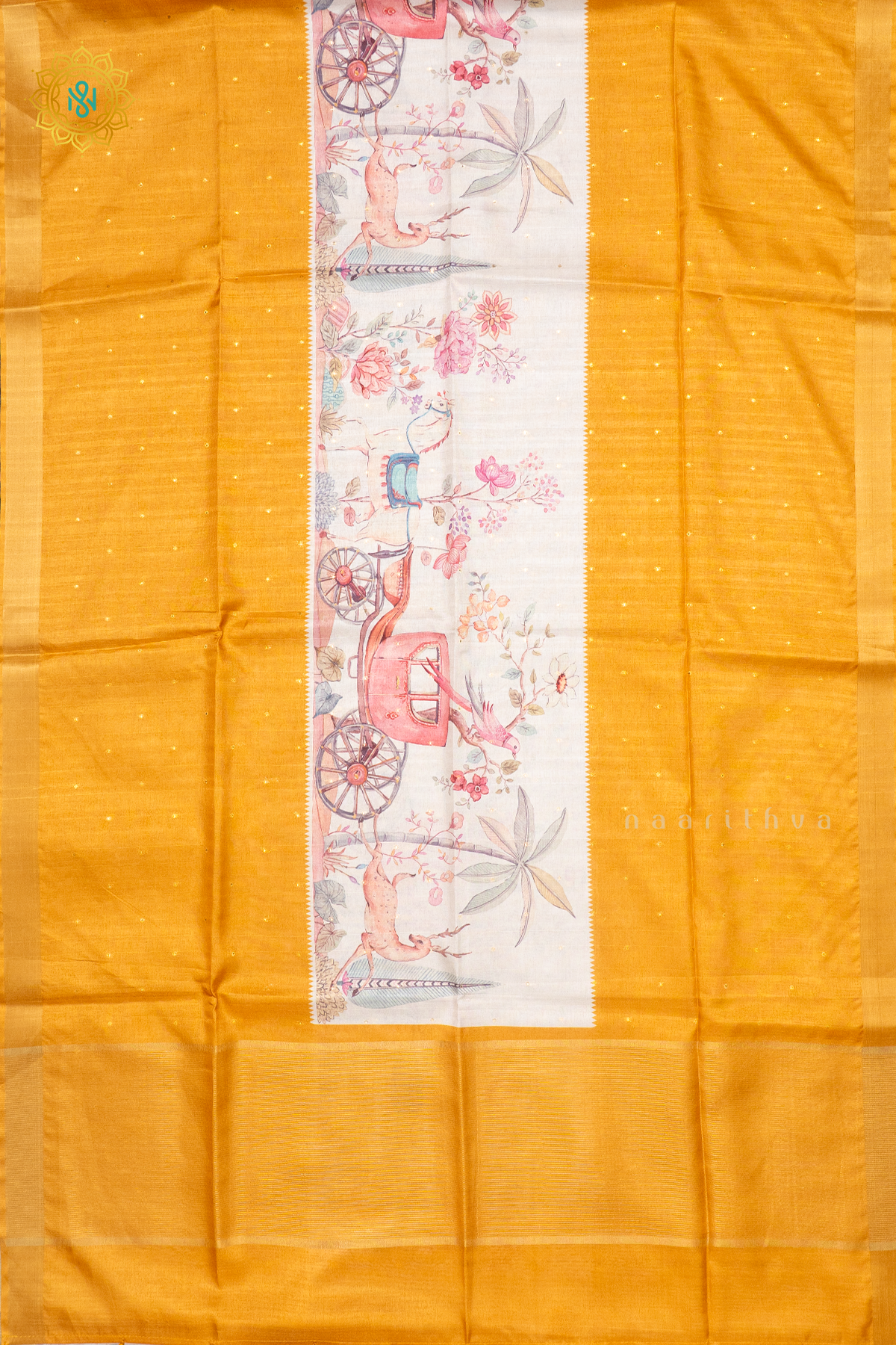 OFF WHITE WITH YELLOW - SEMI TUSSAR
