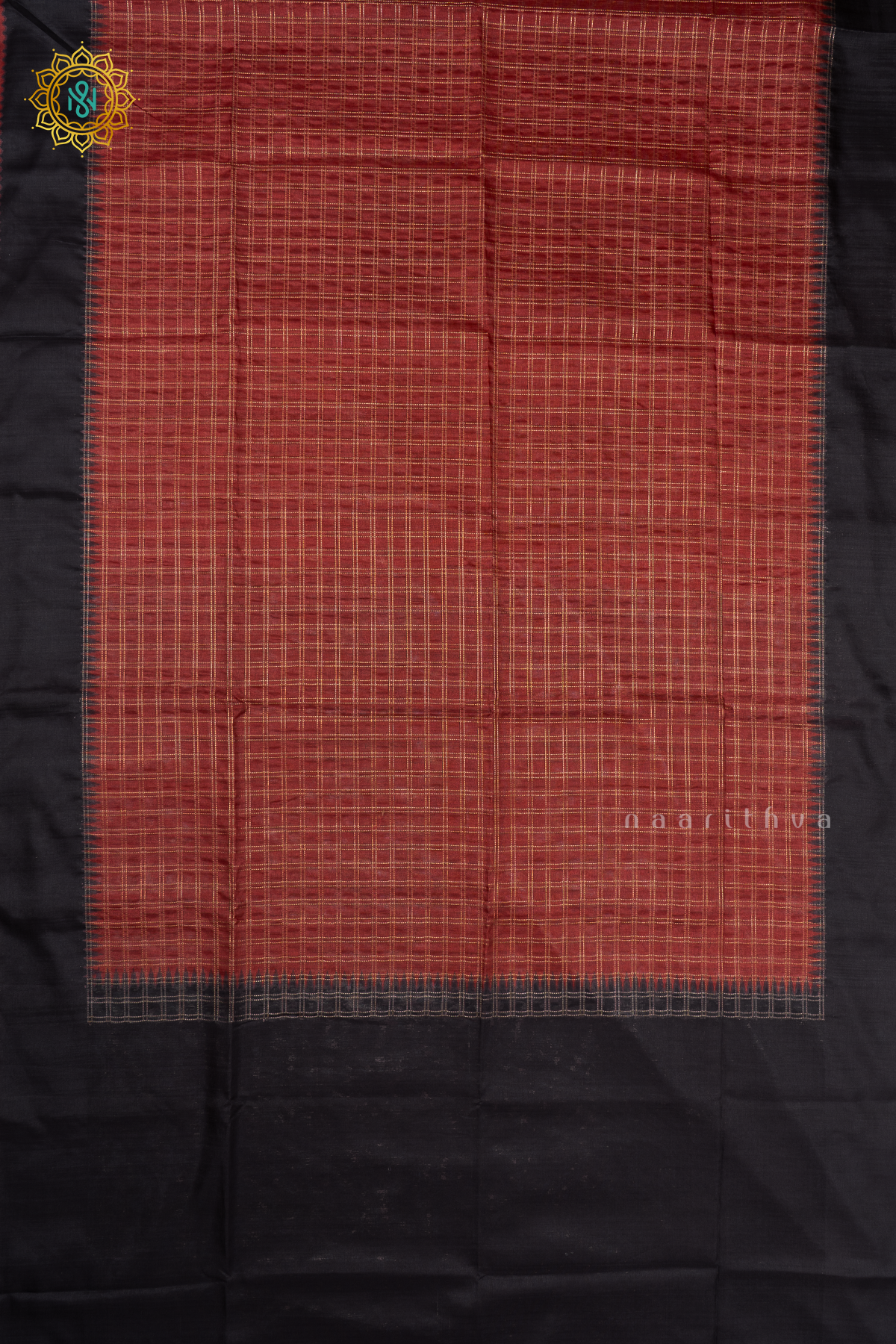 MAROON WITH BLACK - SEMI TUSSAR