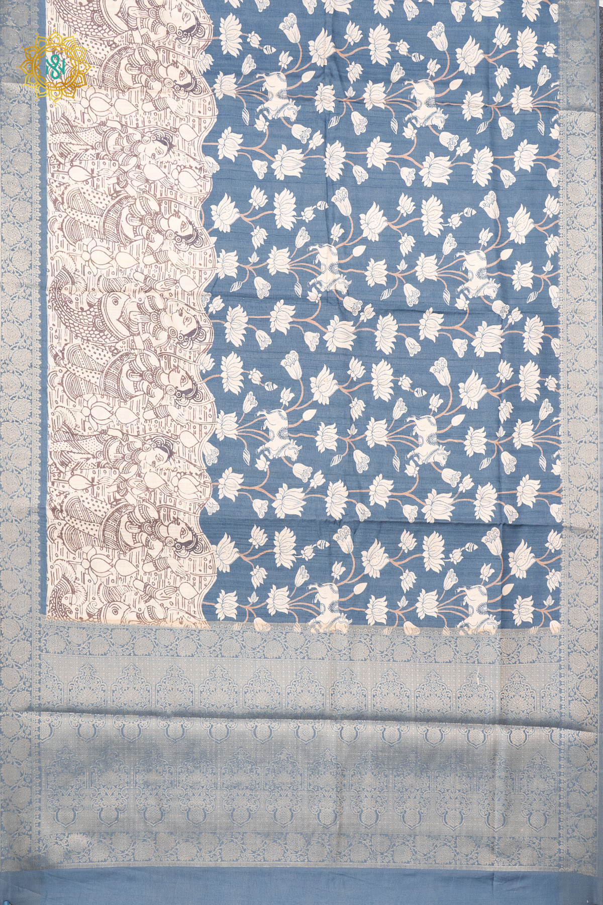 BLUE WITH OFF WHITE - KOTHA TUSSAR SILK