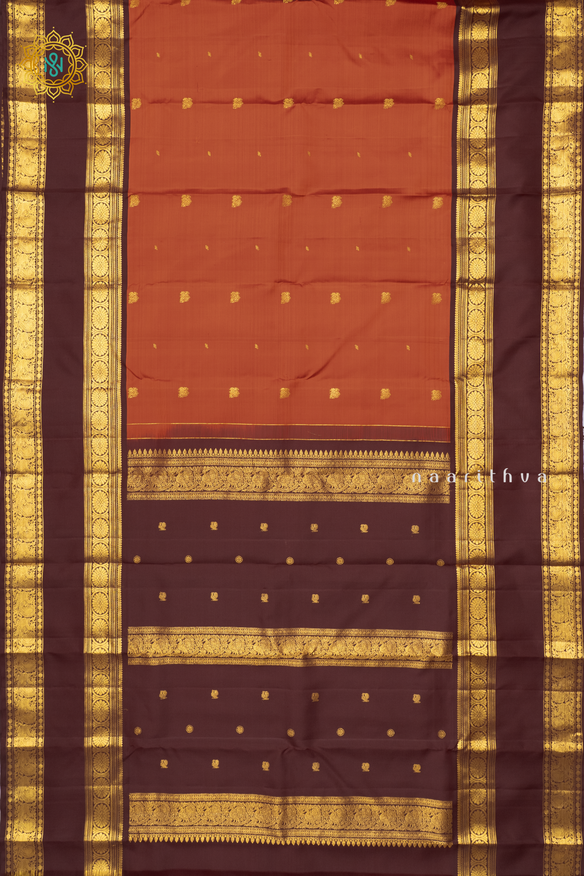 RUST ORANGE WITH BROWN - PURE KANJIVARAM SILK