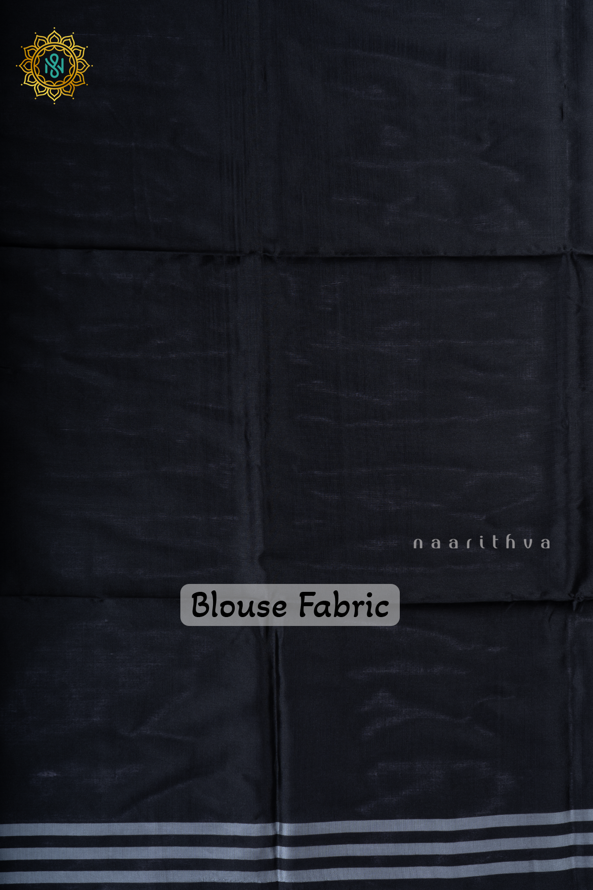 Black Semi Tussar Silk With Printed Body With Zari Border & Pallu