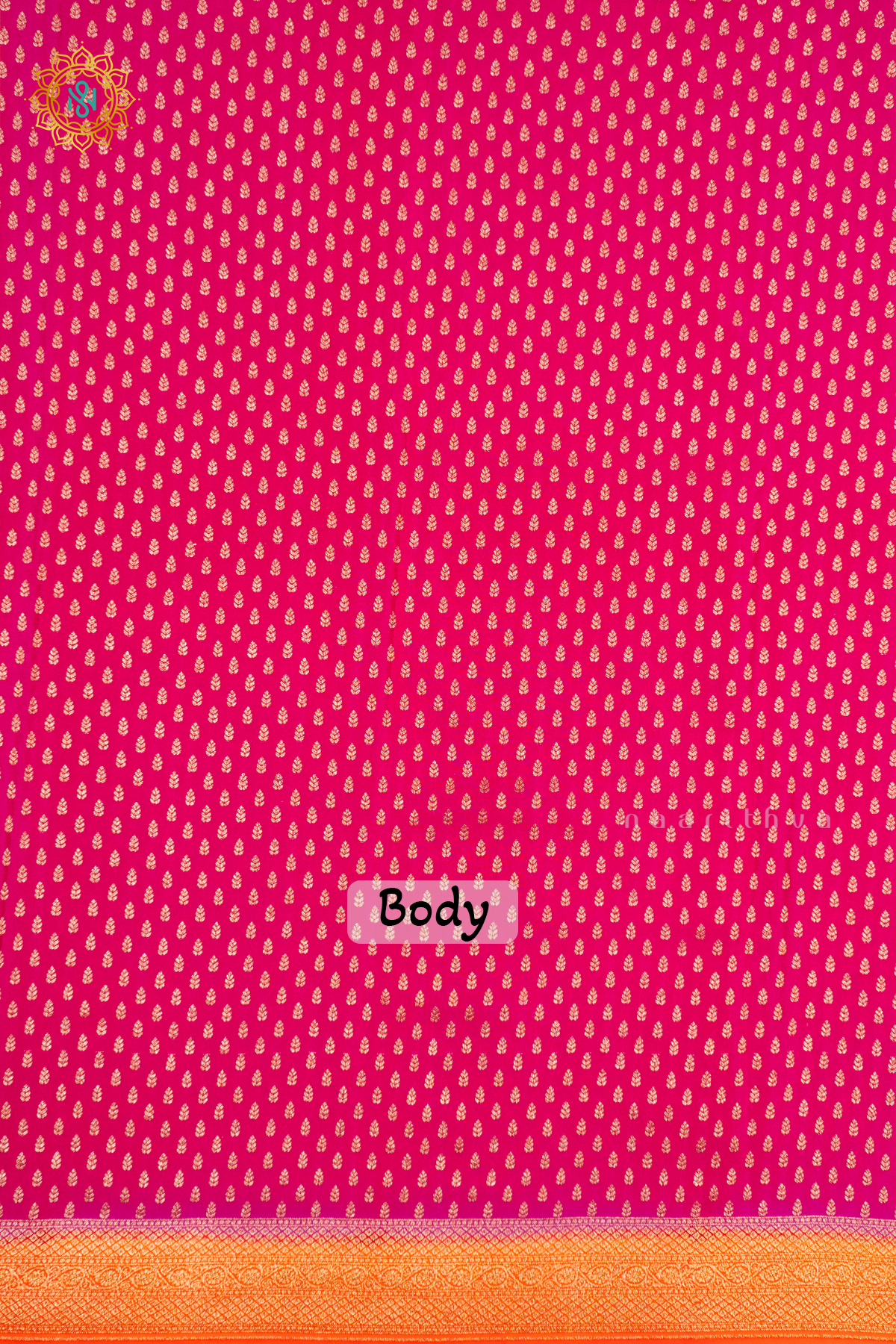 PINK WITH ORANGE - PURE BANARASI CREPE SILK
