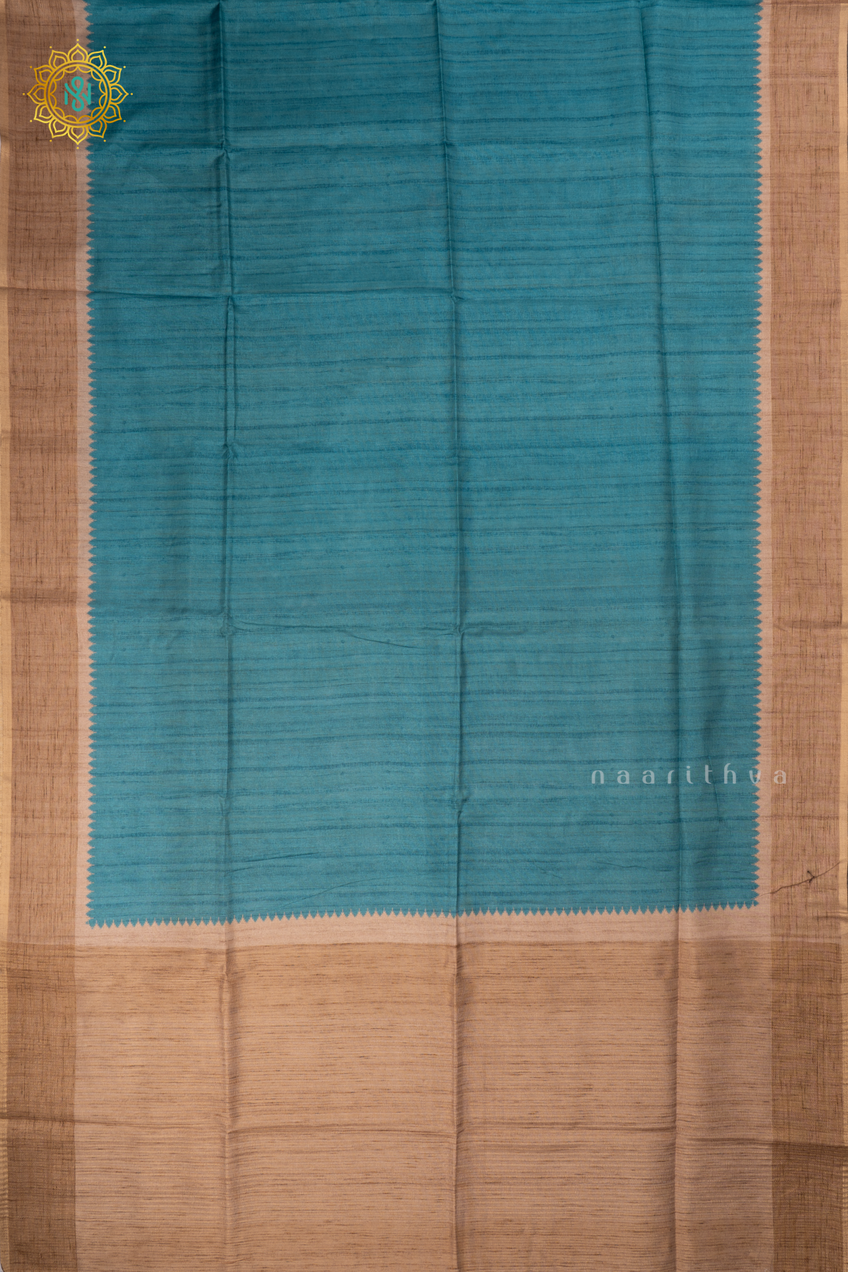 Blue with Beige - Semi Tussar Silk saree Allover Plain Body with Contrast Border, Pallu and Blouse