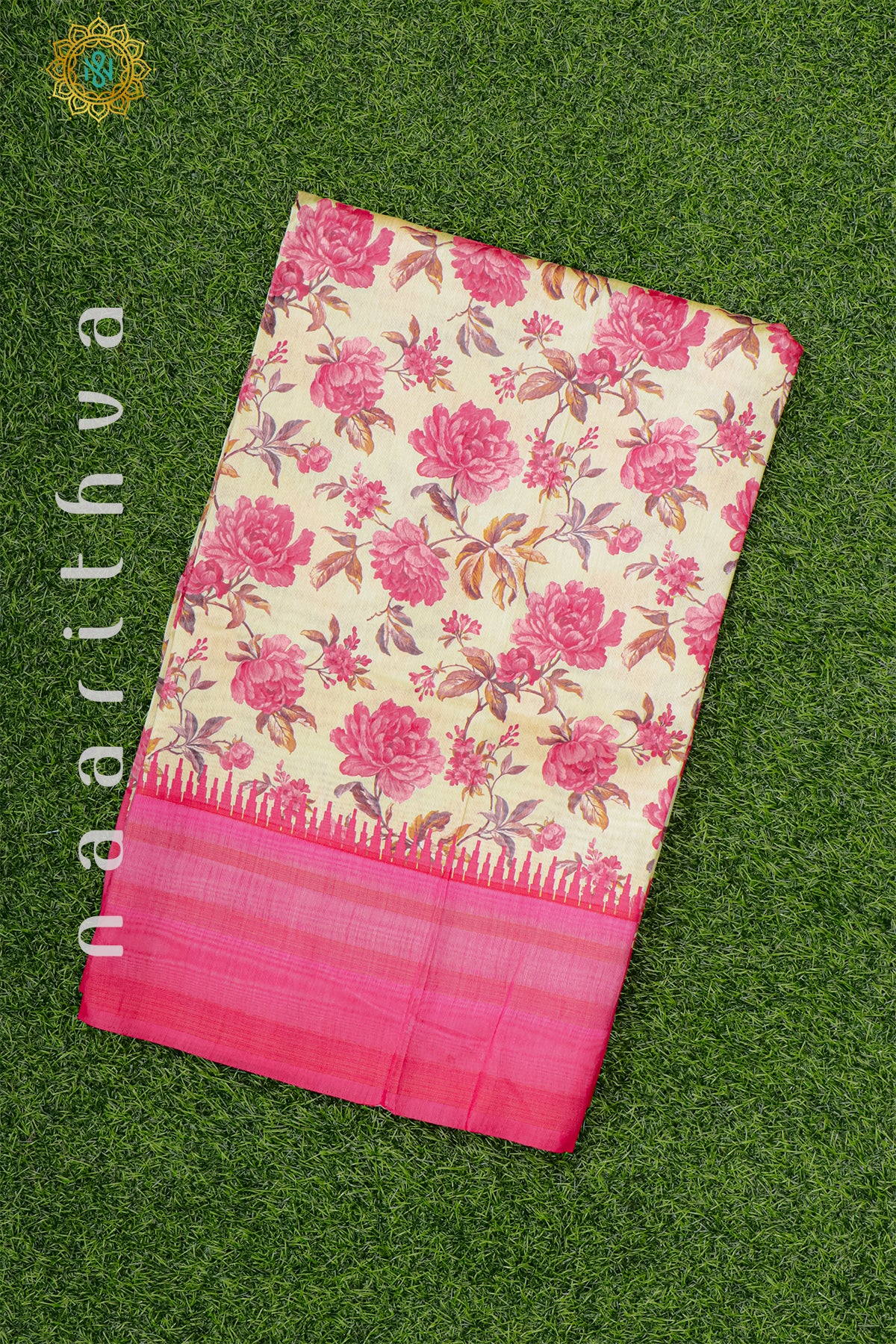 OFF WHITE WITH PINK - SEMI TUSSAR