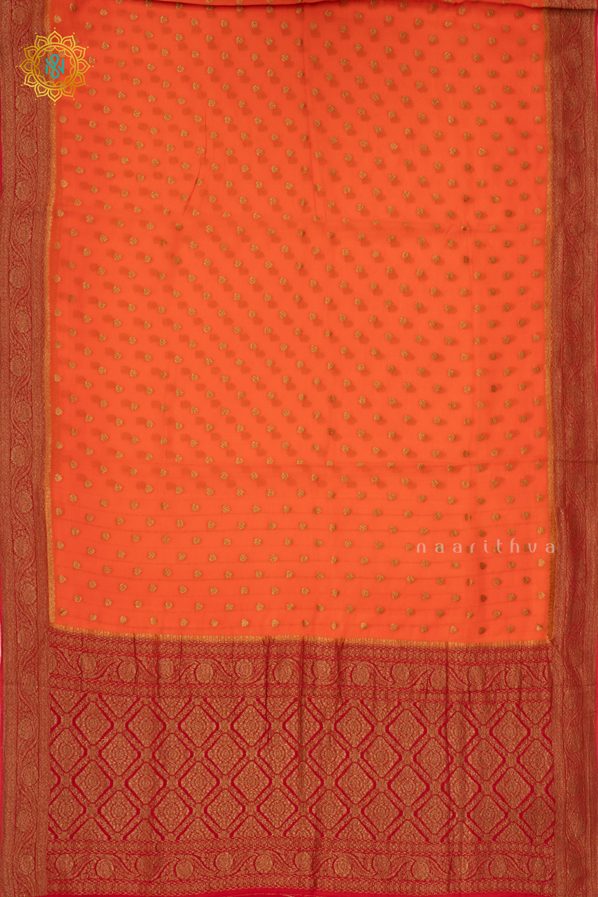 ORANGE WITH PINK - SEMI GEORGETTE