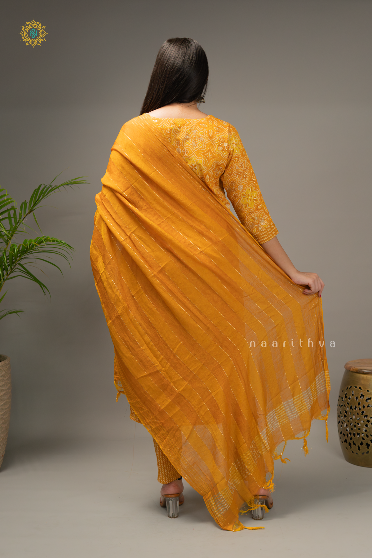 ORANGE - COTTON 3PC SALWAR SUIT WITH PRINTED TOP, BOTTOM & DUPATTA