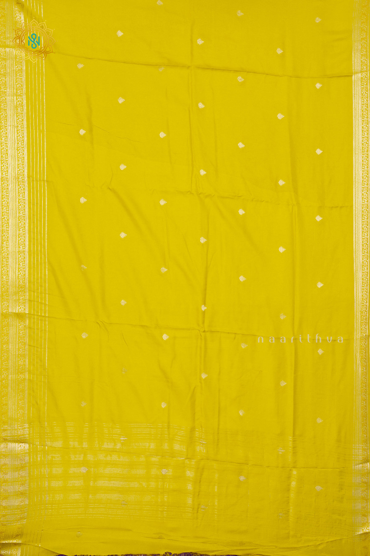 YELLOW WITH PURPLE - SEMI CREPE SILK