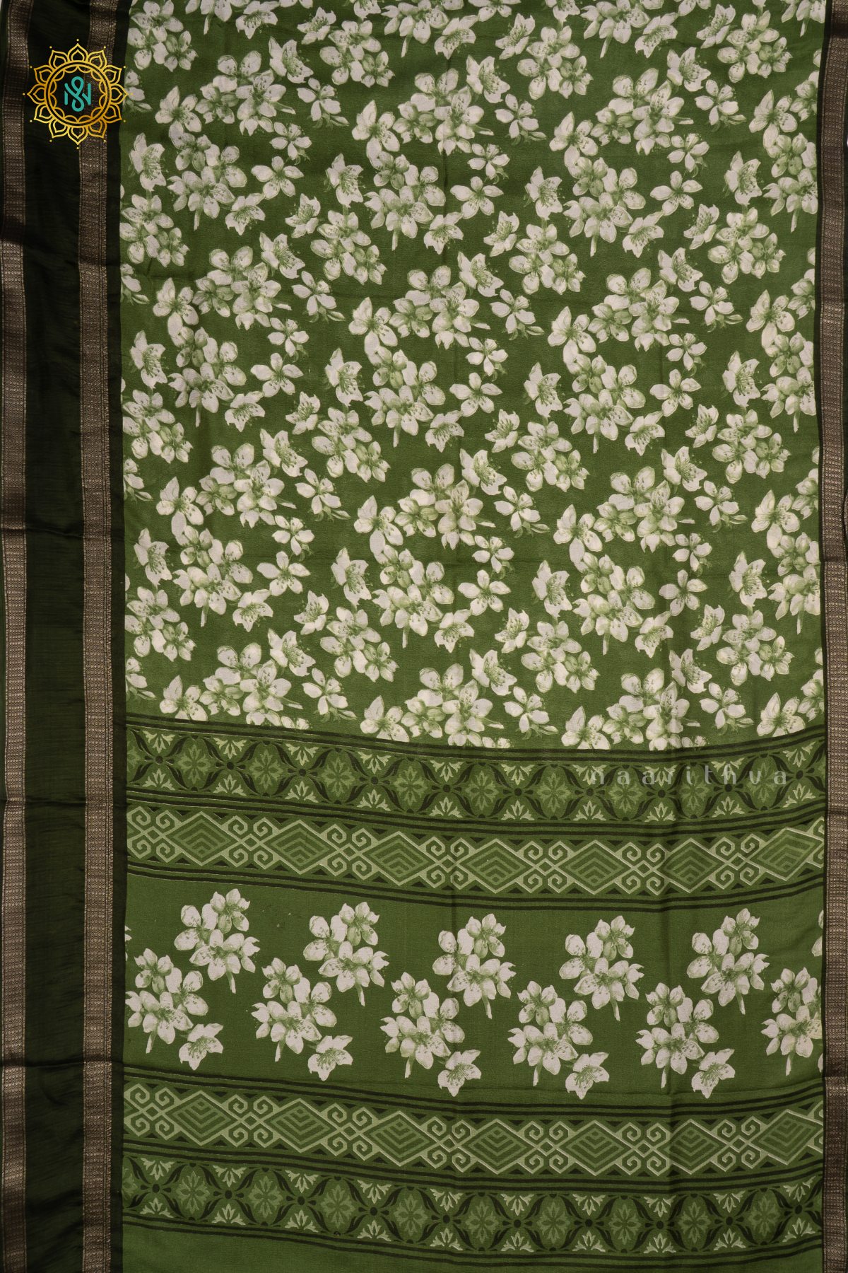 LIGHT GREEN WITH BOTTLE GREEN - SEMI GEORGETTE