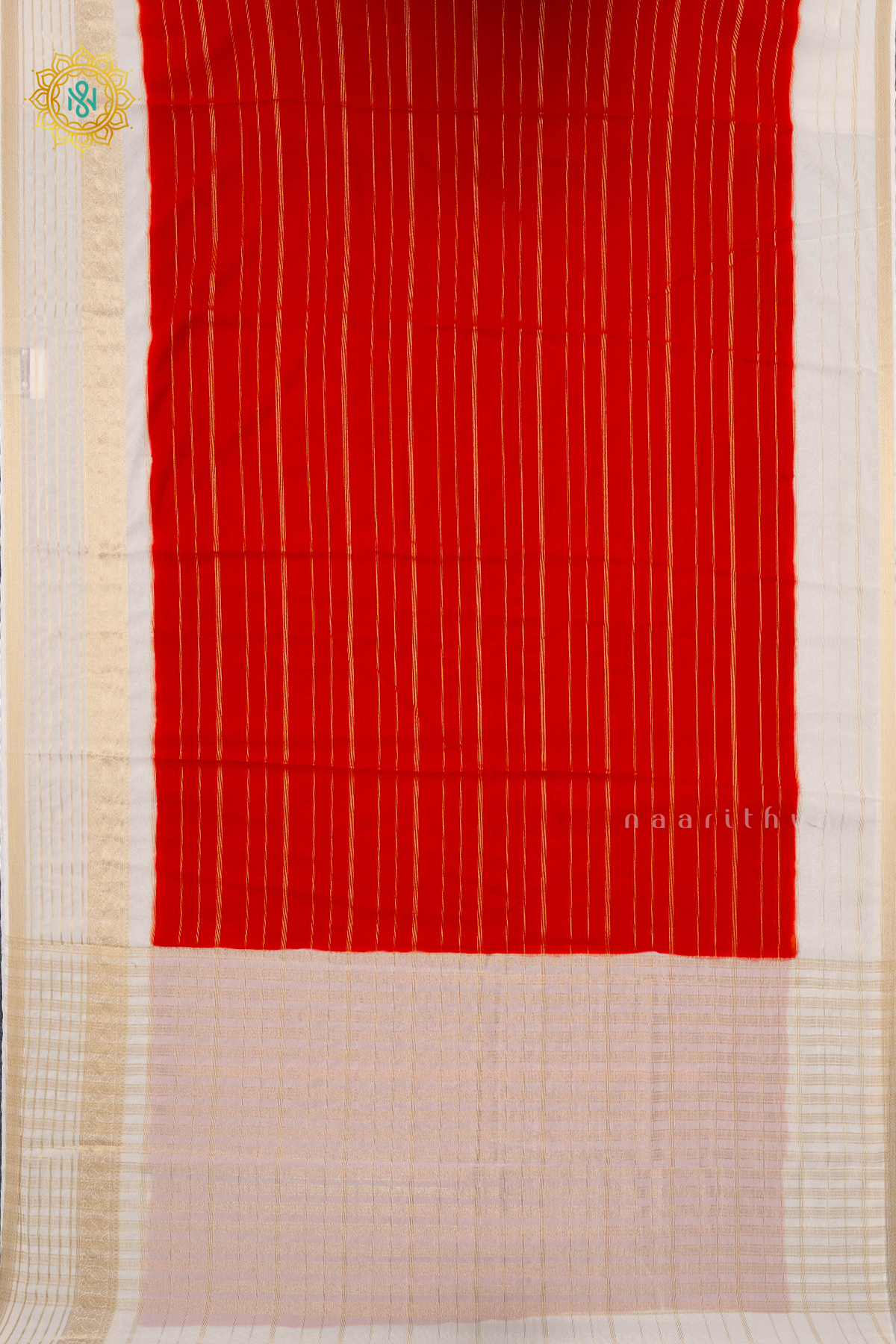 RED WITH WHITE - SEMI GEORGETTE