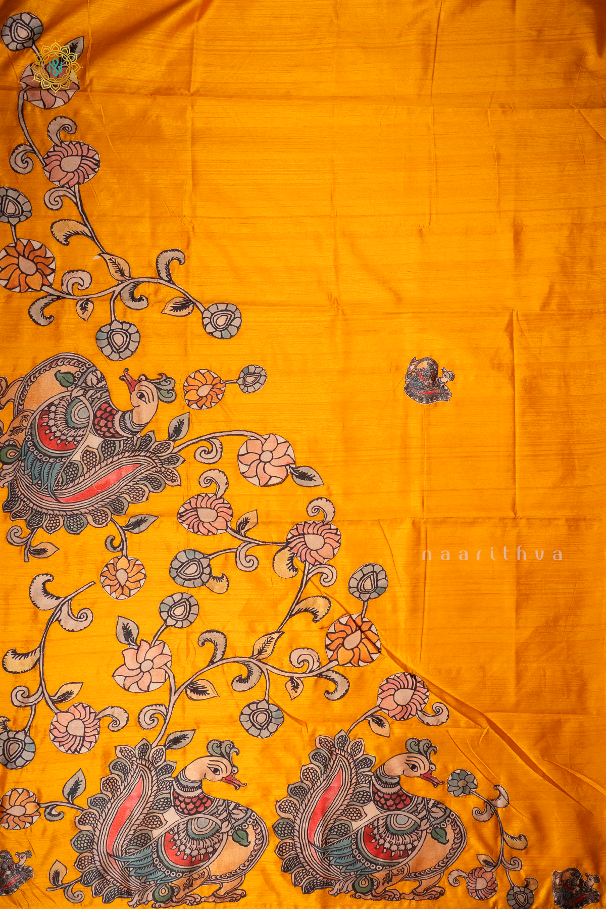 YELLOW - SEMI TUSSAR WITH APPLIQUE WORK