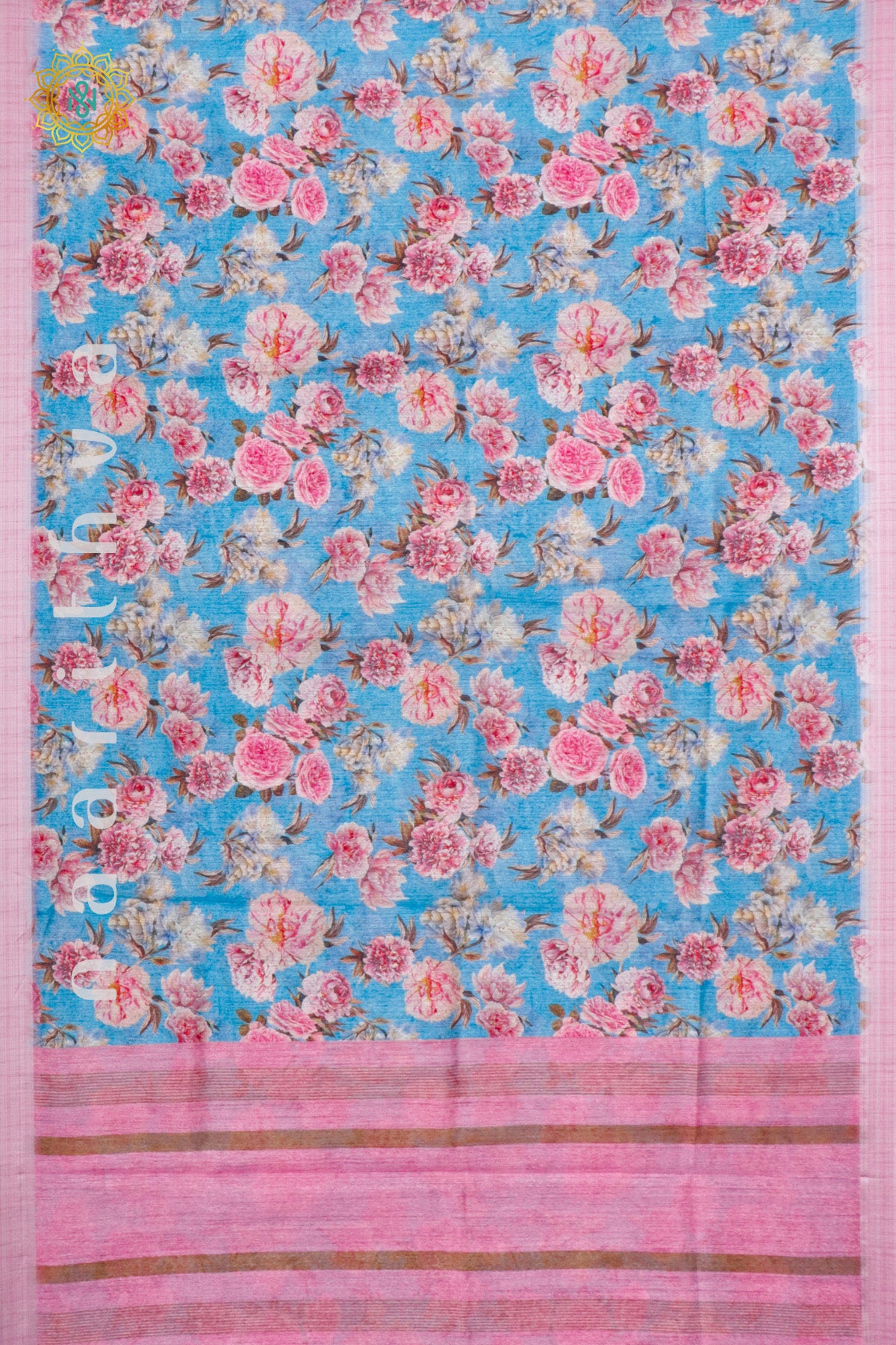 BLUE WITH PINK - JUTE COTTON
