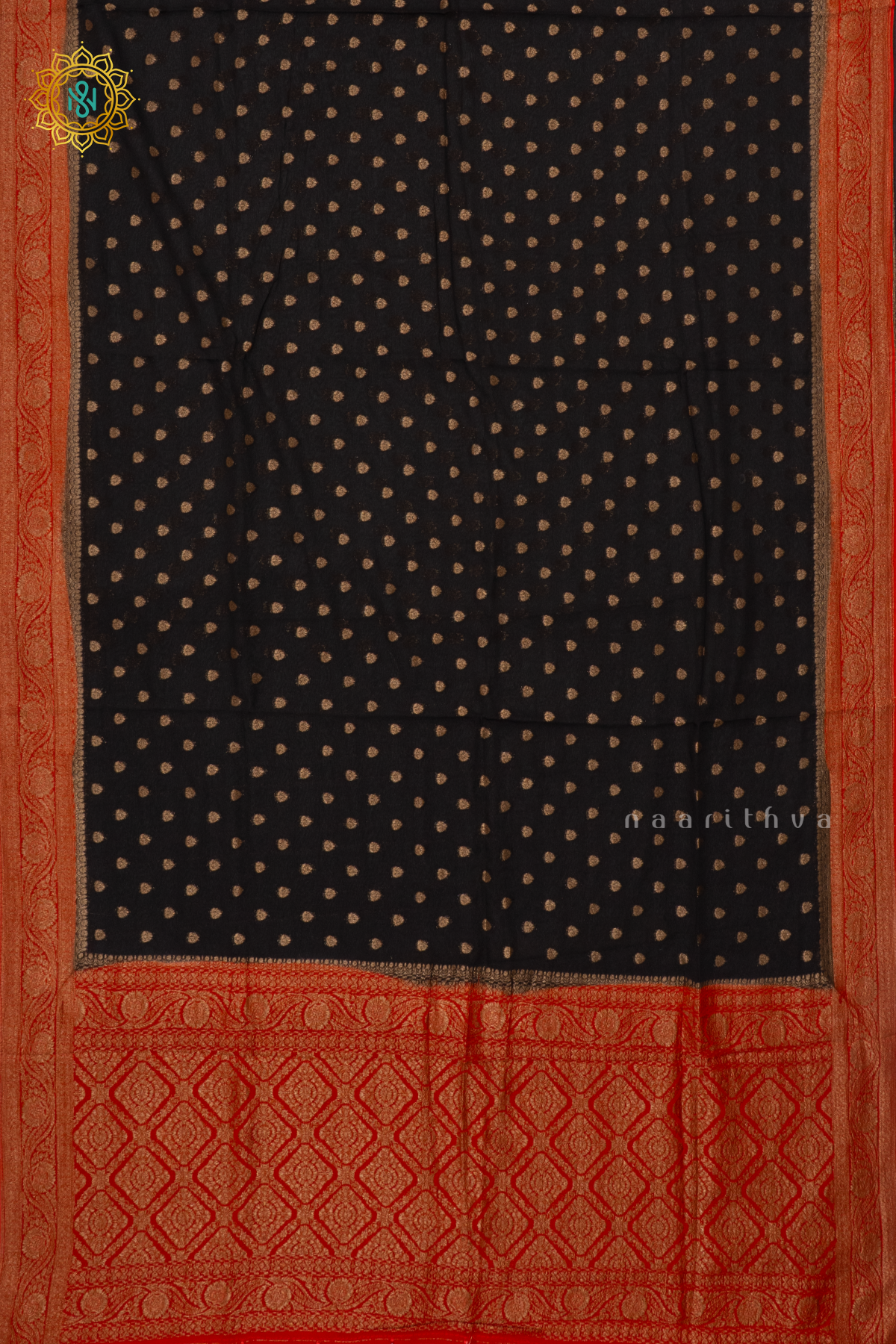 BLACK WITH RED - SEMI GEORGETTE
