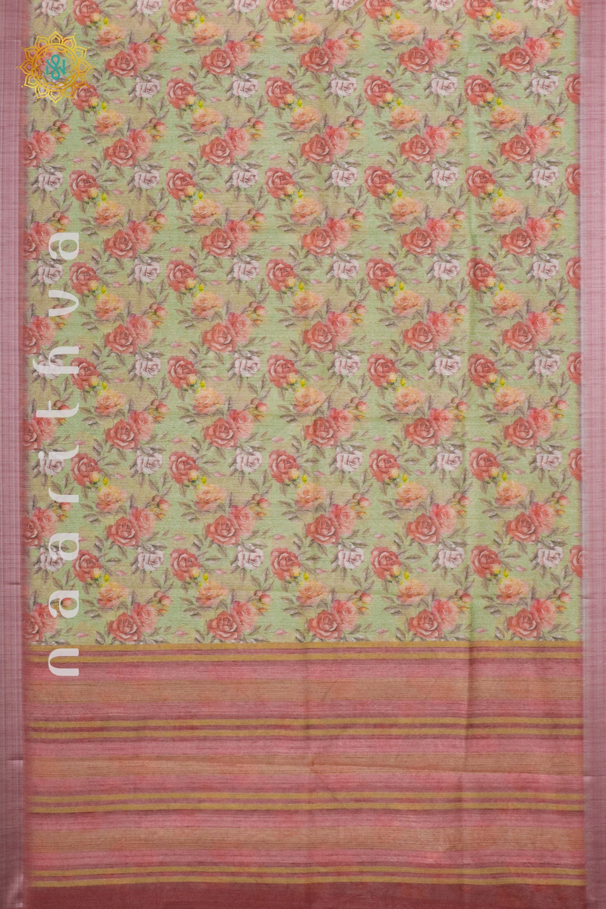 GREEN WITH MAROON - JUTE COTTON