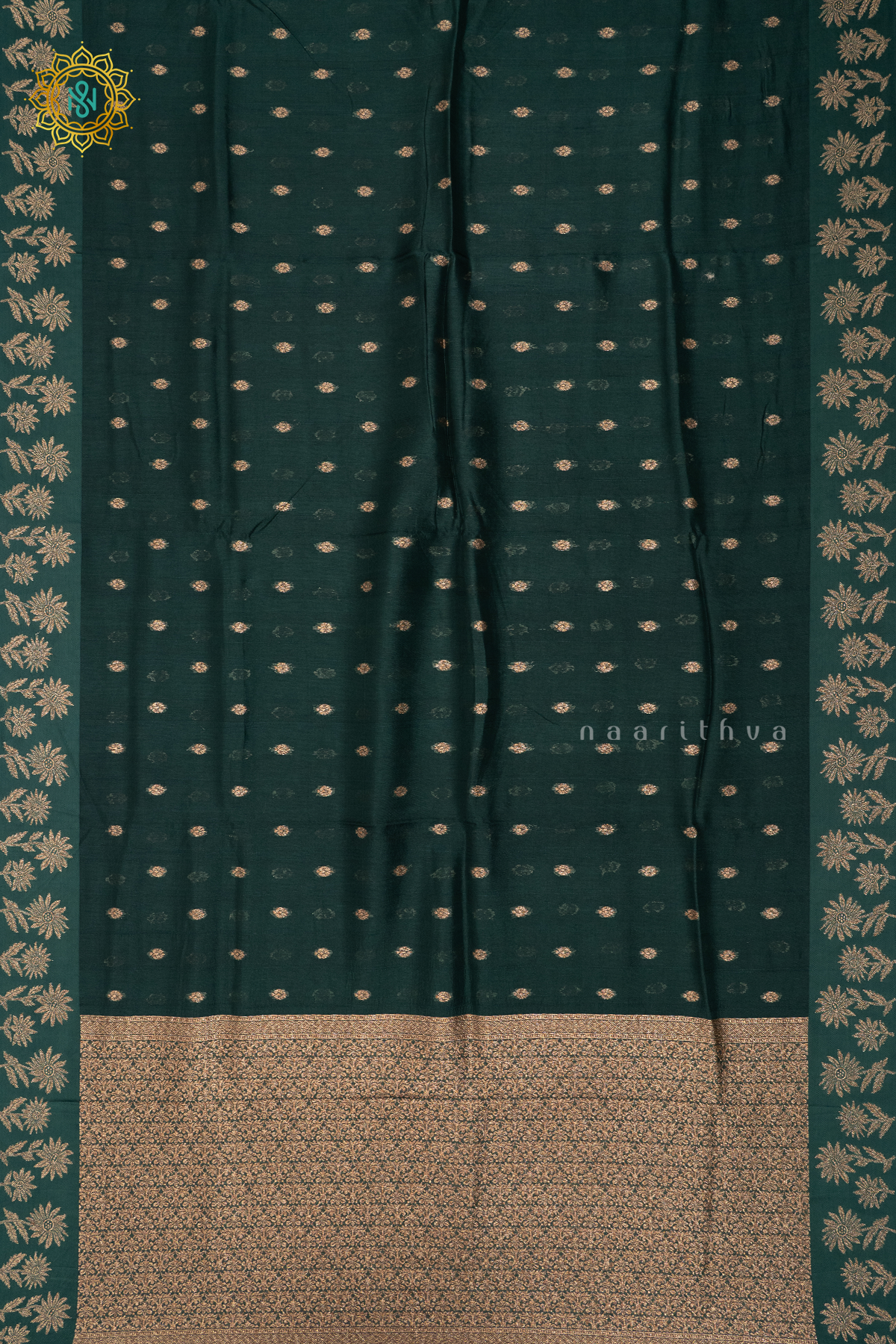 BOTTLE GREEN - SEMI TUSSAR SILK