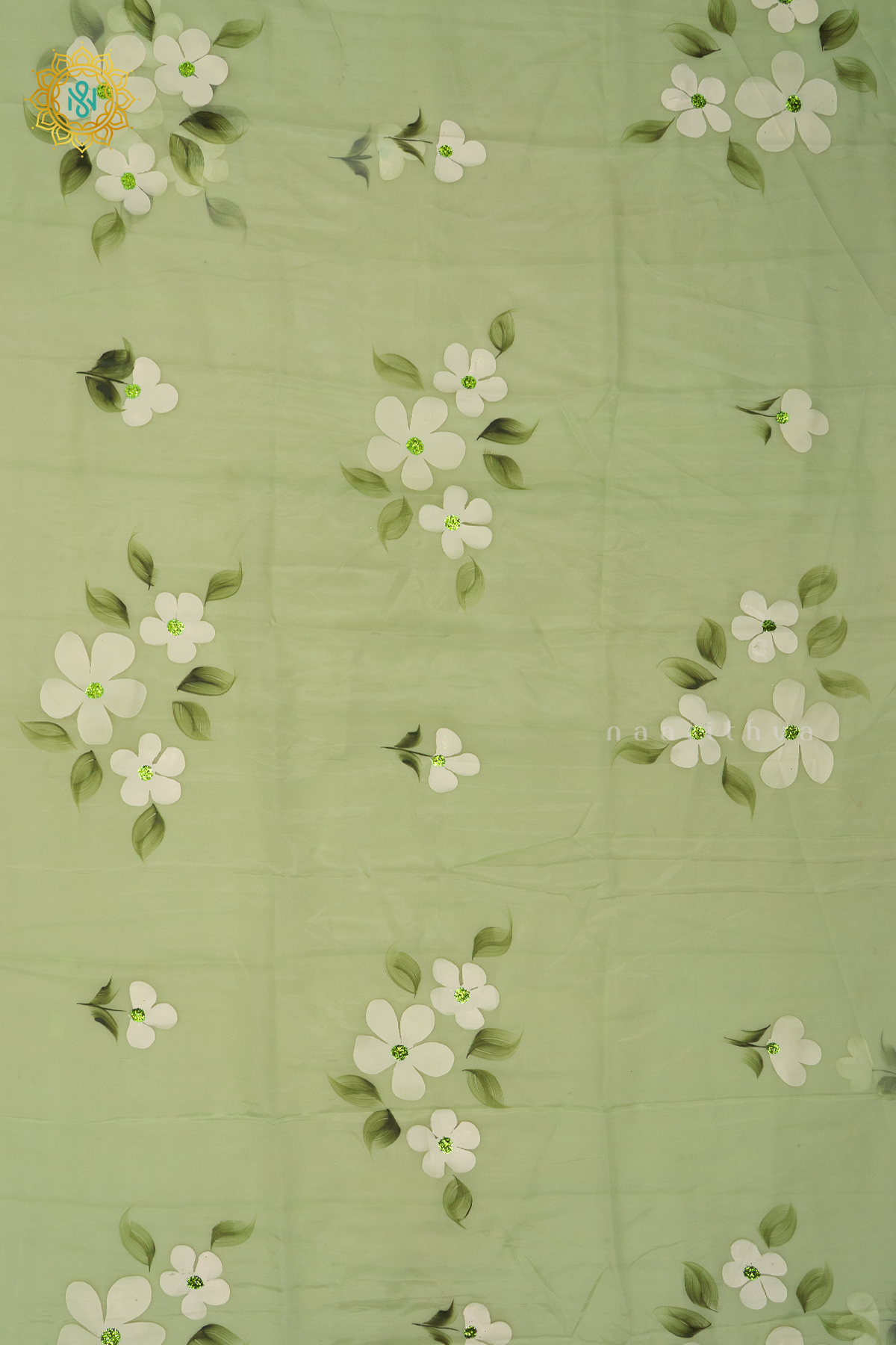 GREEN - ORGANZA HAND PAINTED