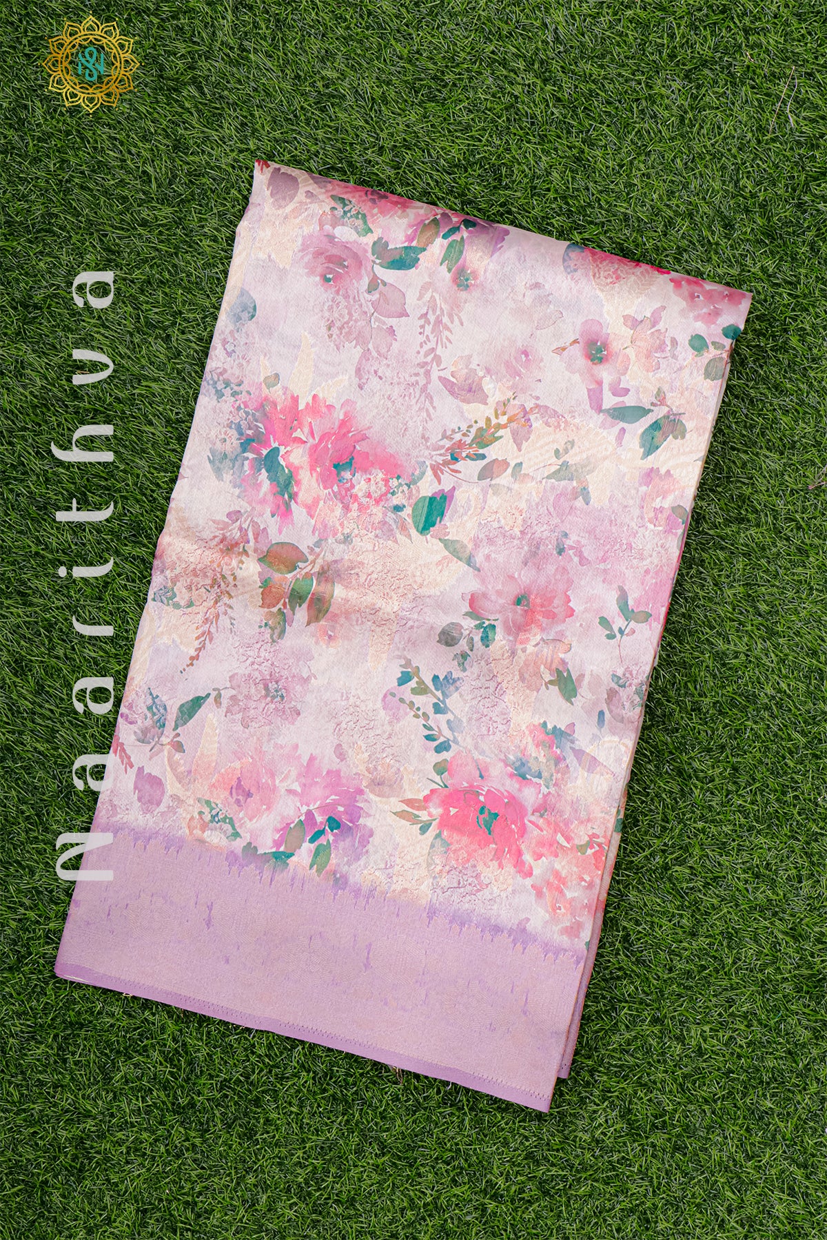 LIGHT PINK WITH LAVENDER - CHANDERI SILK COTTON