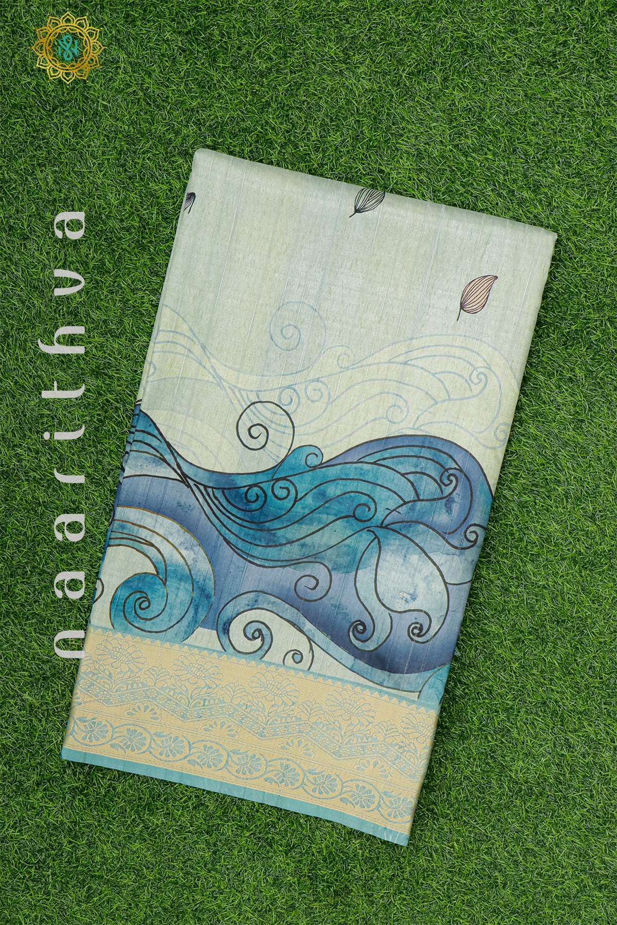 AQUA BLUE - SEMI KOTHA CREPE