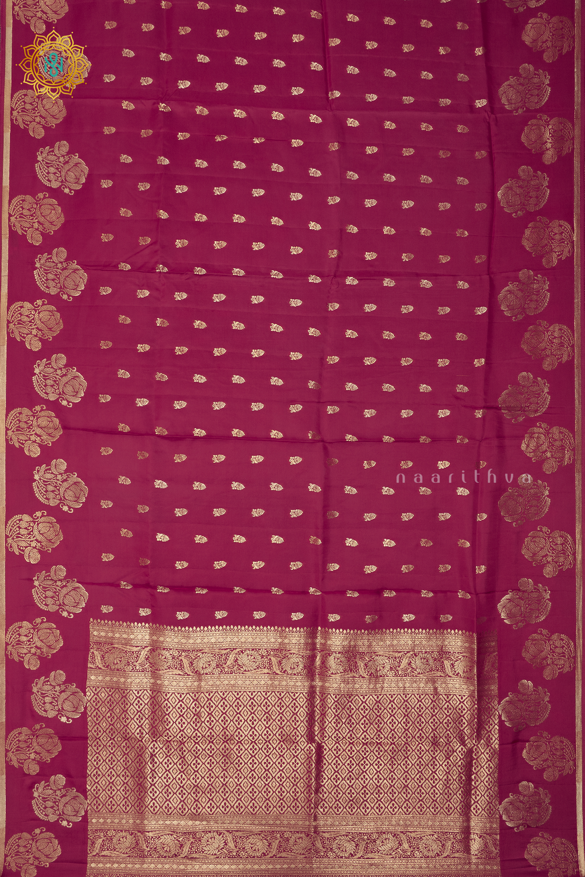 RANI PINK WITH BLUE - SATIN CREPE