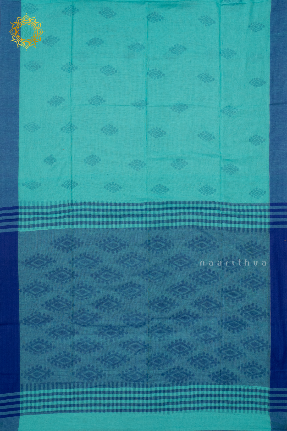 AQUA GREEN WITH BLUE - MUL COTTON