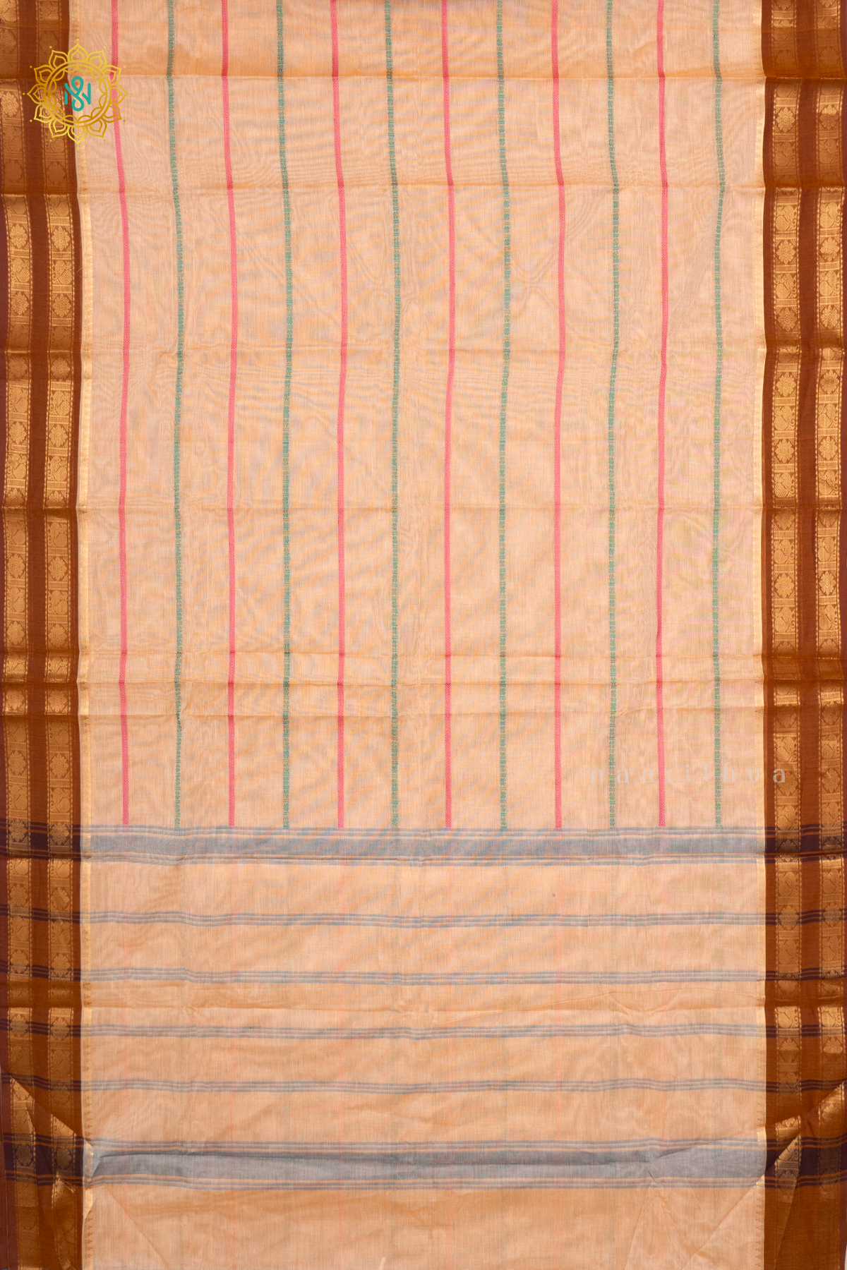 PEACH WITH BROWN - CHETTINAD COTTON