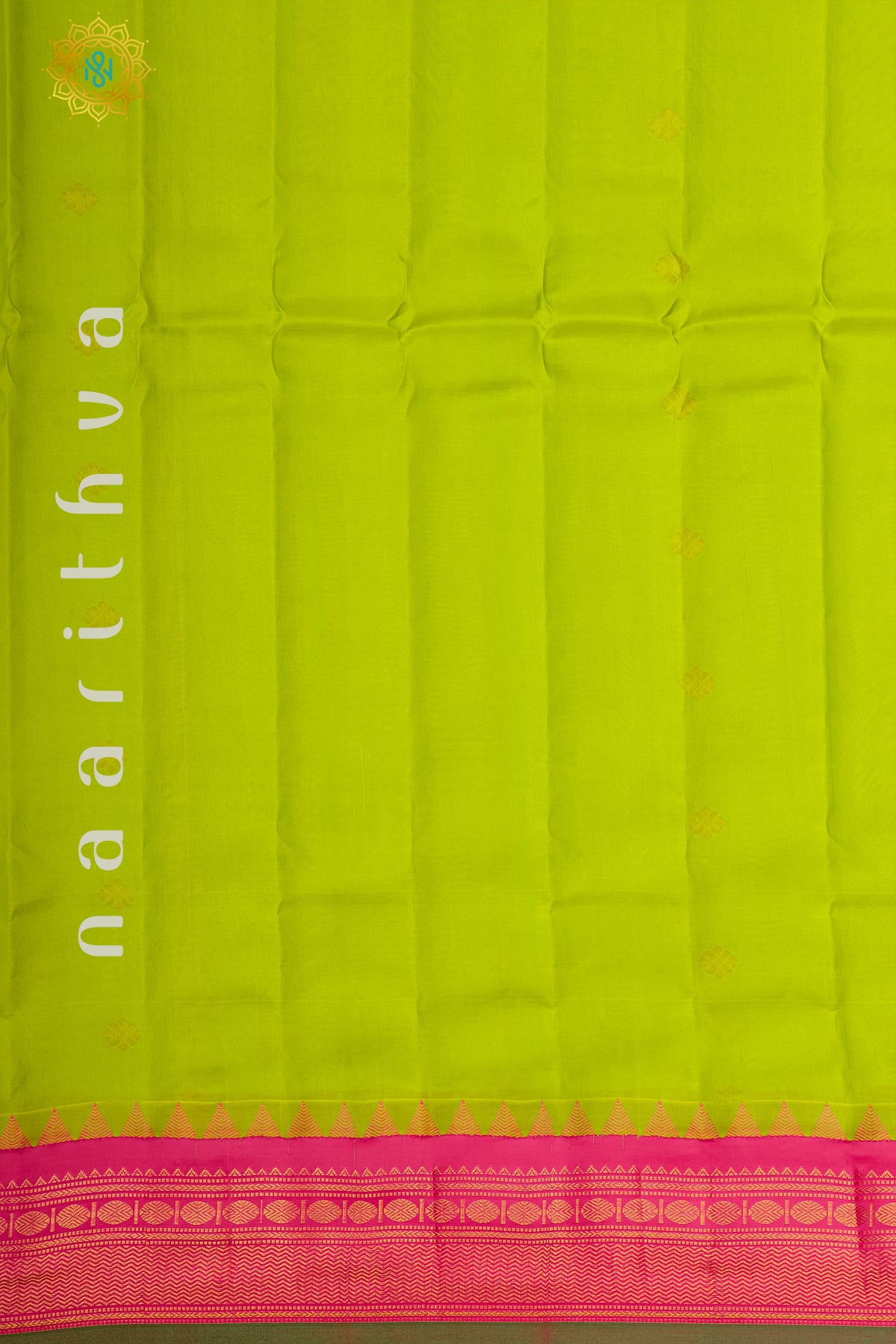 PARROT GREEN WITH PINK - PURE GADWAL SILK