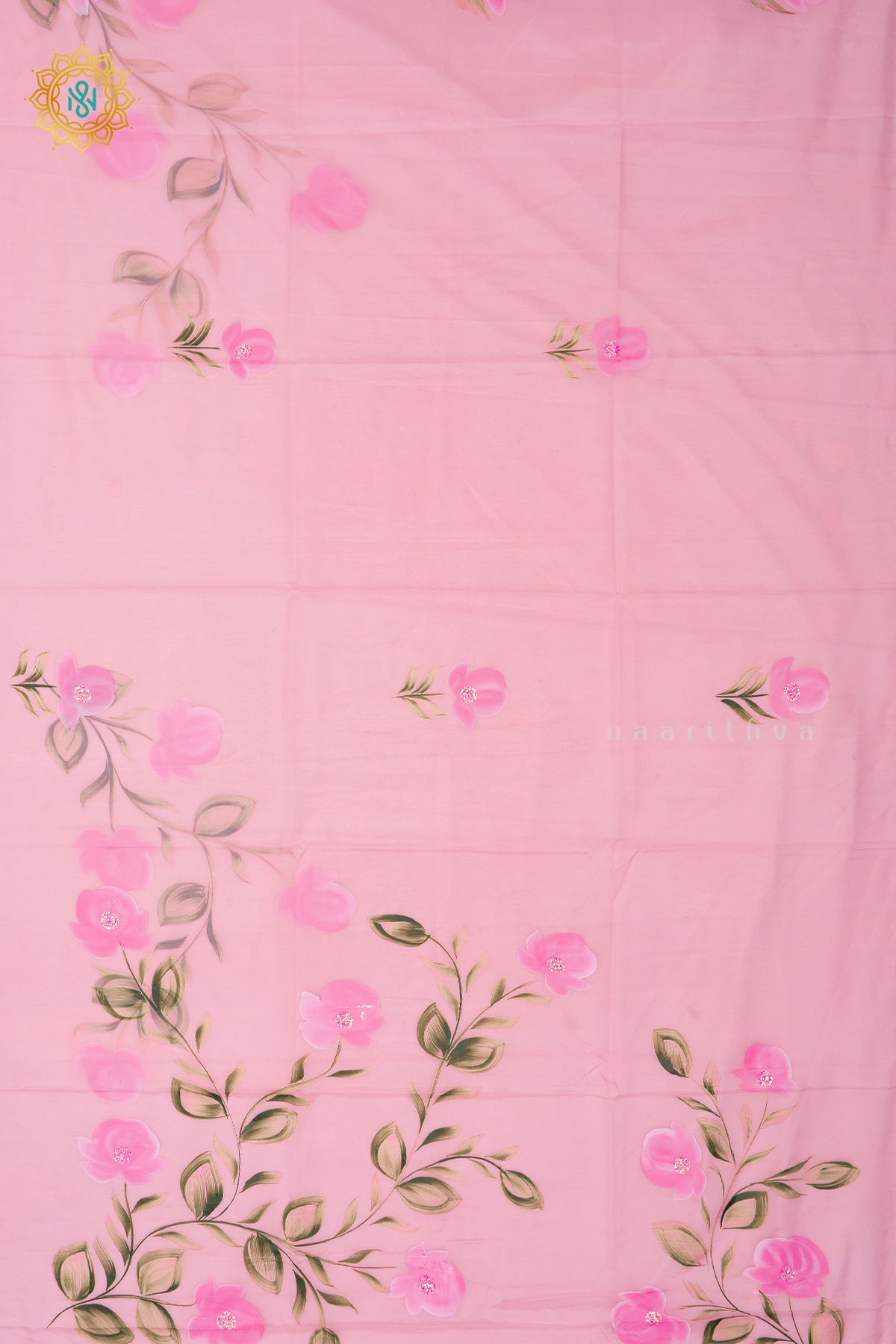 LIGHT PINK - ORGANZA HAND PAINTED