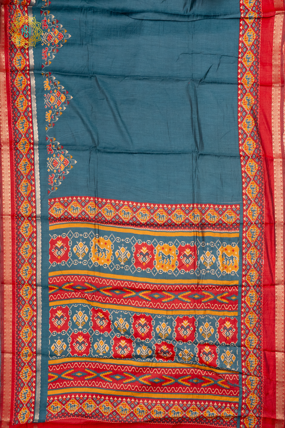 PEACOCK BLUE WITH RED - SOFT COTTON