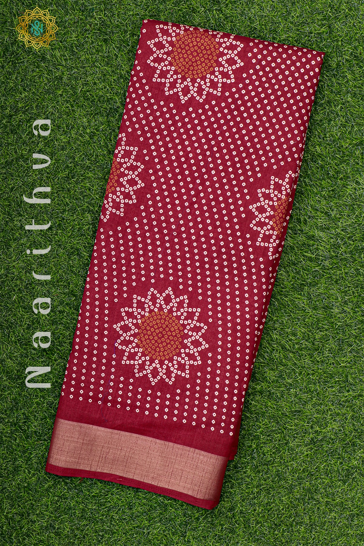 Maroon Dola Silk Saree With Printed Body And Tissue Border