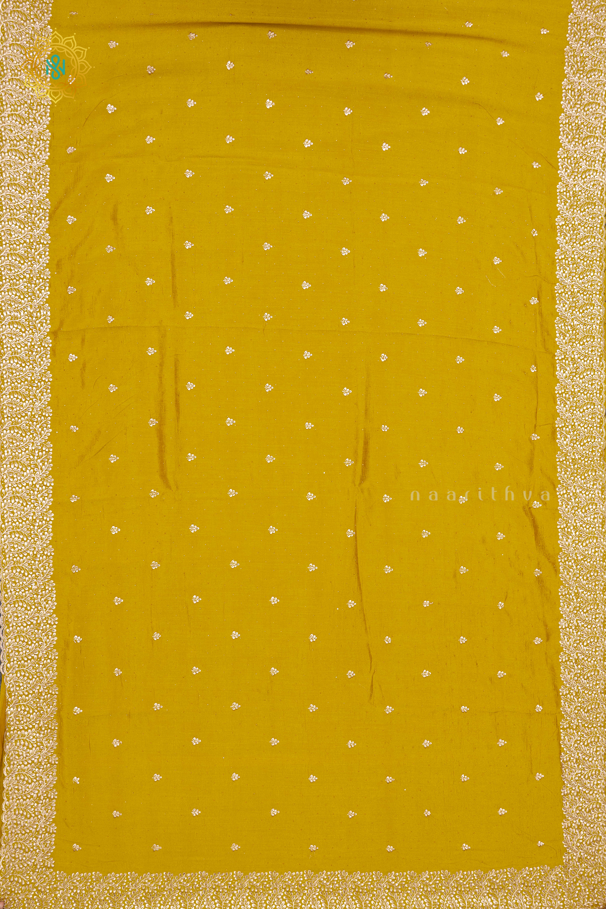 YELLOW WITH PURPLE - PARTY WEAR TUSSAR GEORGETTE