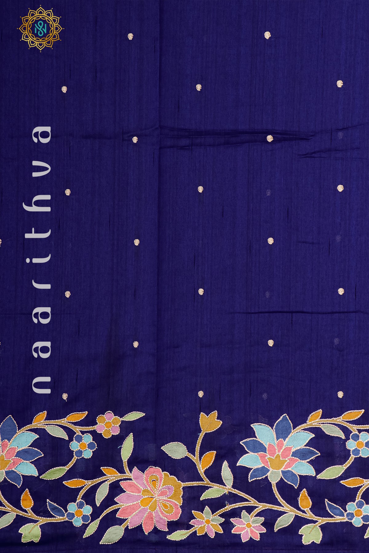 BLUE - SEMI TUSSAR SILK WITH EMBROIDERY
